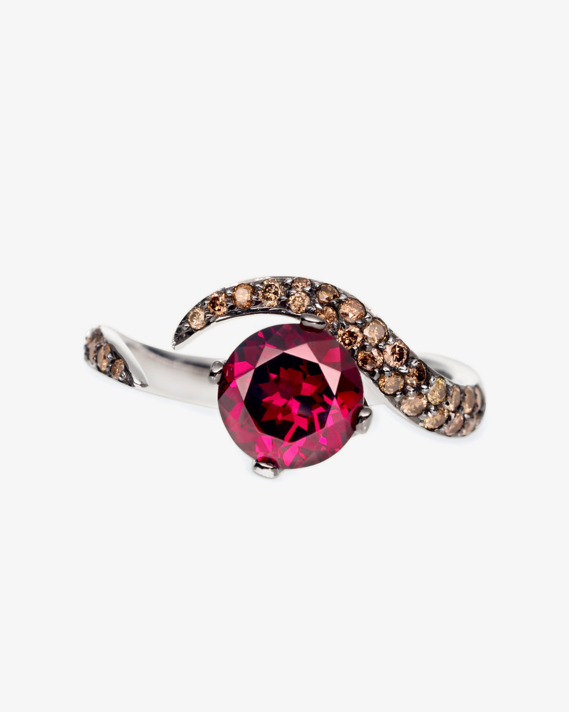 Shaun Leane 18K White Gold Aurora Rhodolite and Brown Diamond Ring