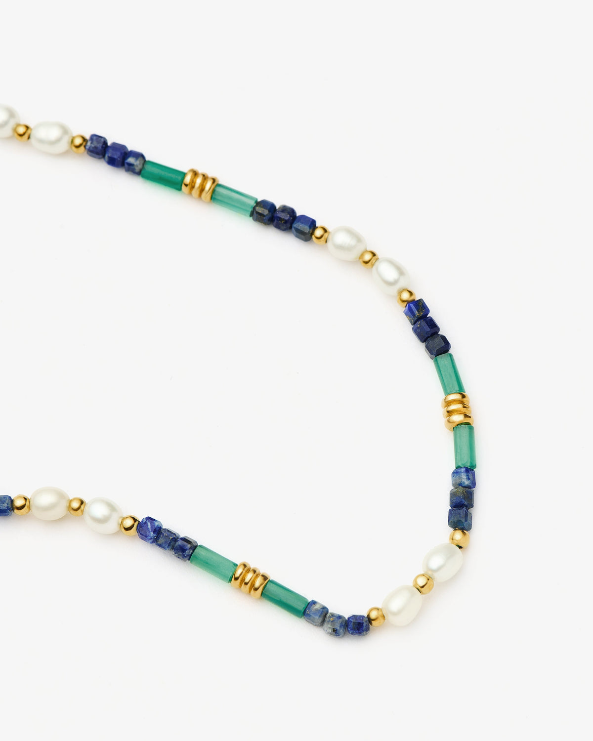 Missoma Beaded Lapis Onyx and Pearl Anklet in gold-plated brass, view 3