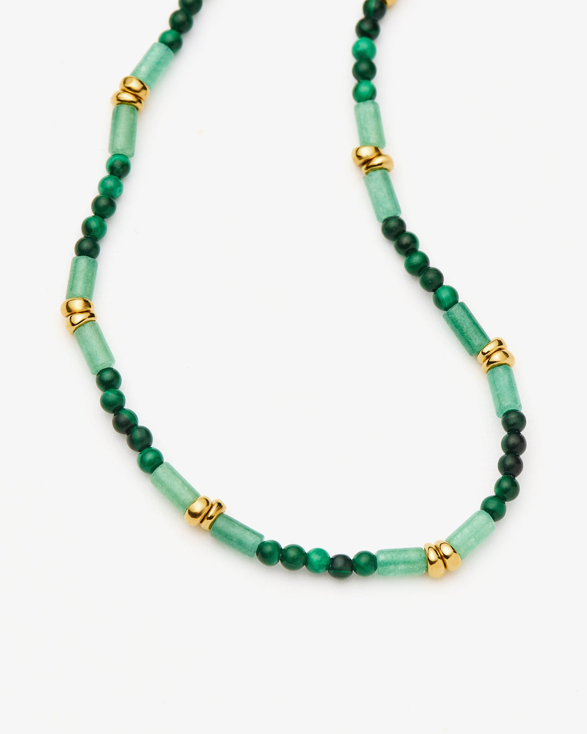 Missoma Beaded Malachite and Aventurine Bracelet in gold-plated brass, view 3