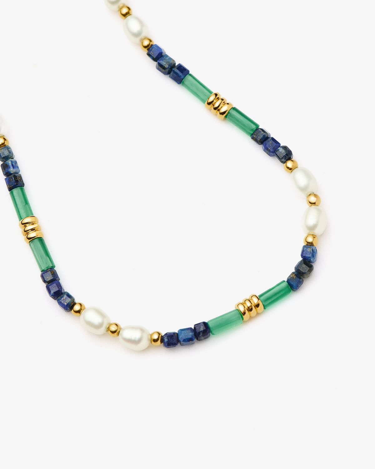 Missoma Beaded Lapis Onyx and Pearl Bracelet in gold-plated brass, view 3