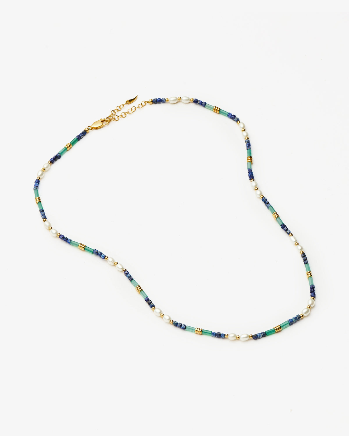 Missoma Beaded Lapis Onyx and Pearl Short Necklace in gold-plated brass, view 2