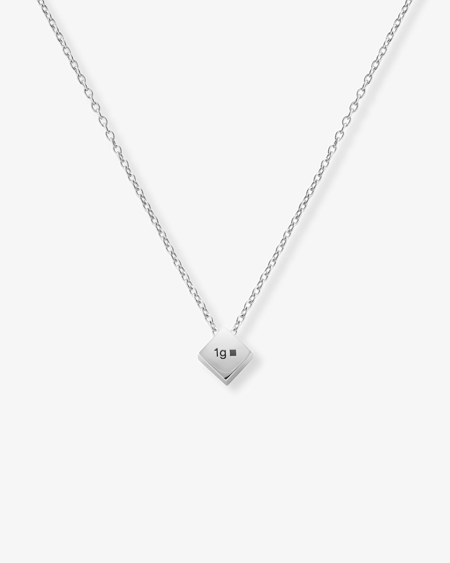 Le gramme 1g polished silver cube pendant a chain