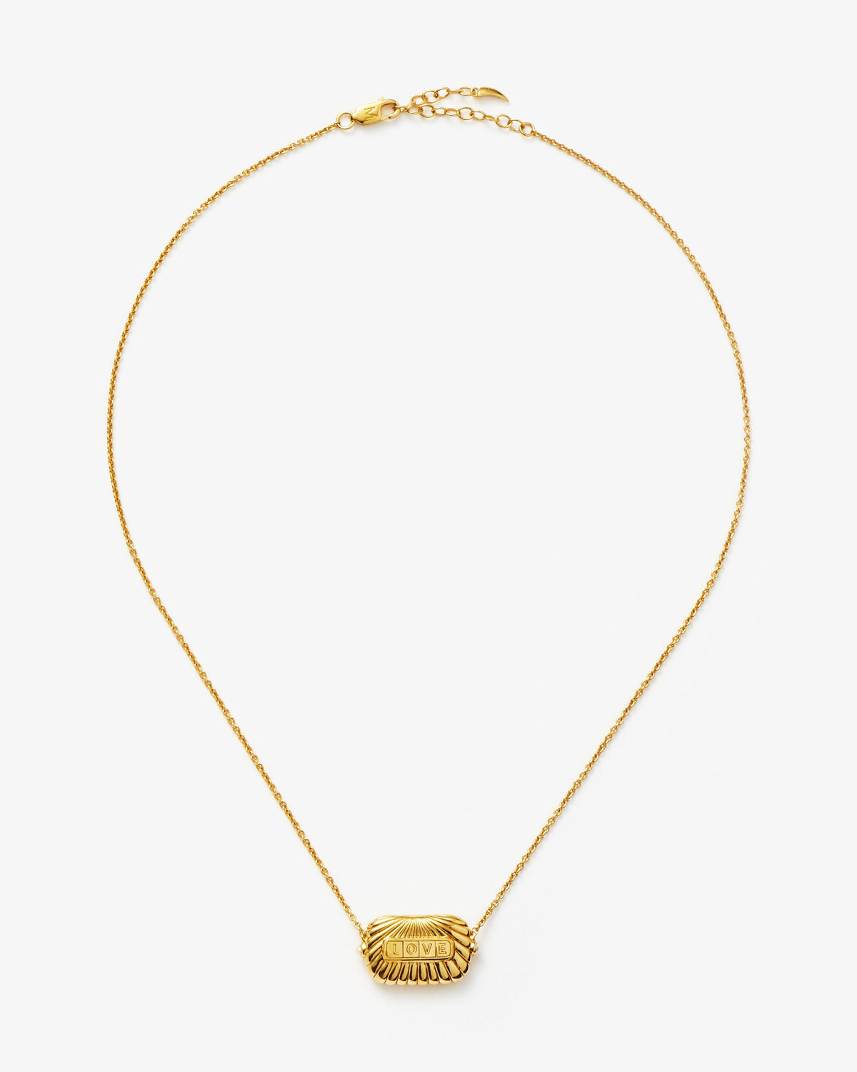 Missoma Engravable Love Ridge Pearl Pendant Necklace in gold-plated brass, view 2