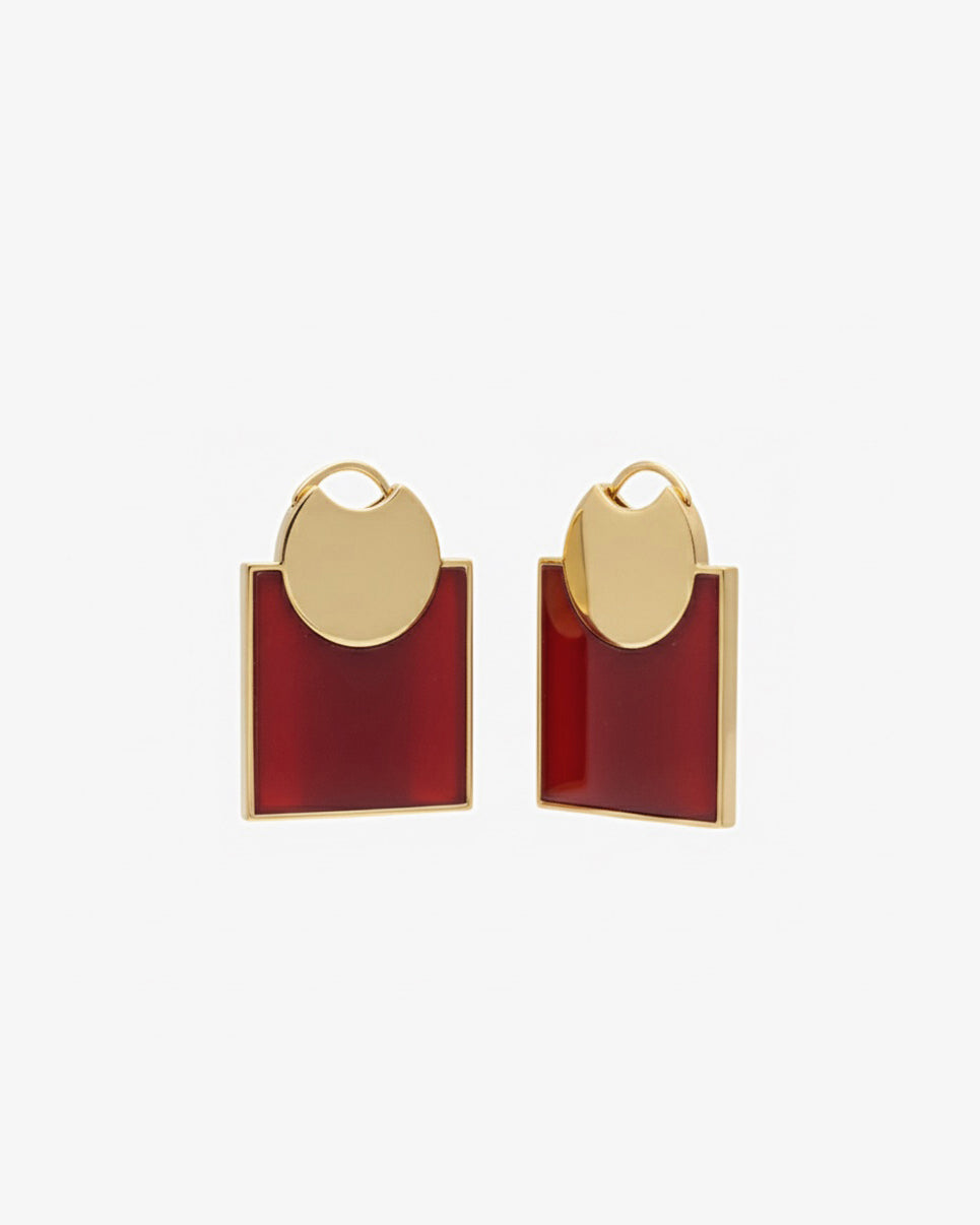 Eddie Borgo Carnelian Square Medallion Earrings