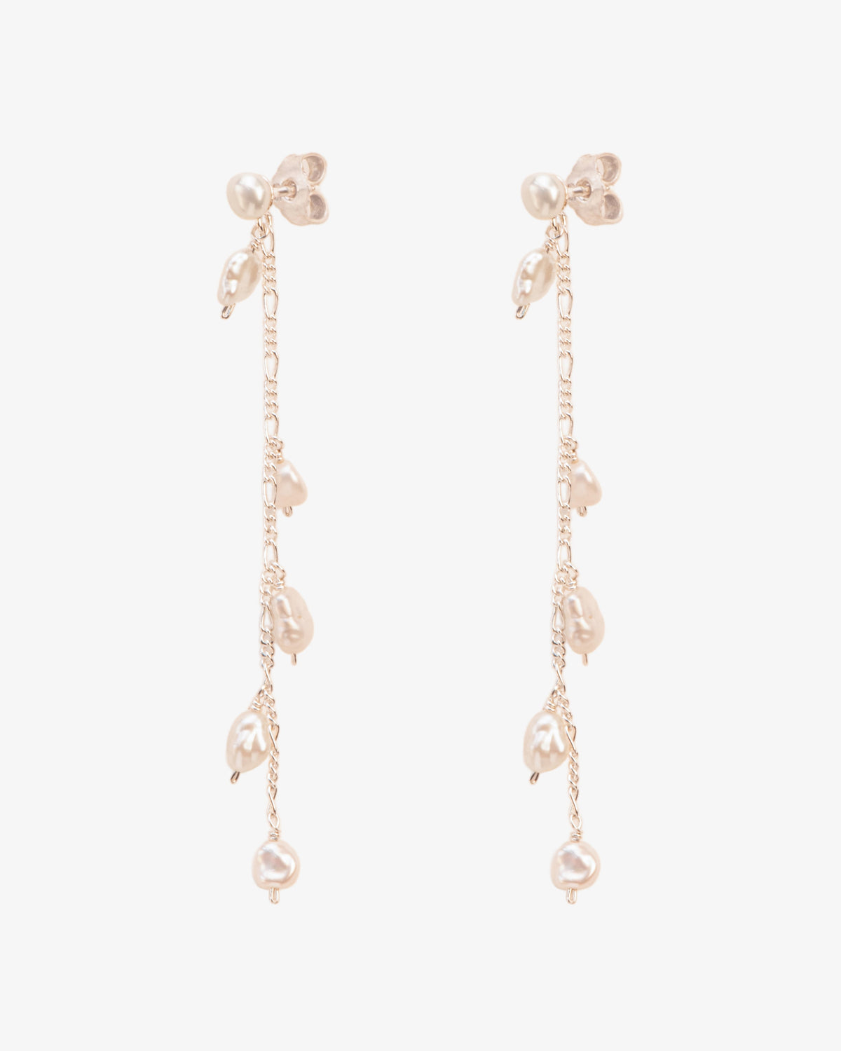 Wouters & Hendrix Long Pearl Stud Earrings, side view