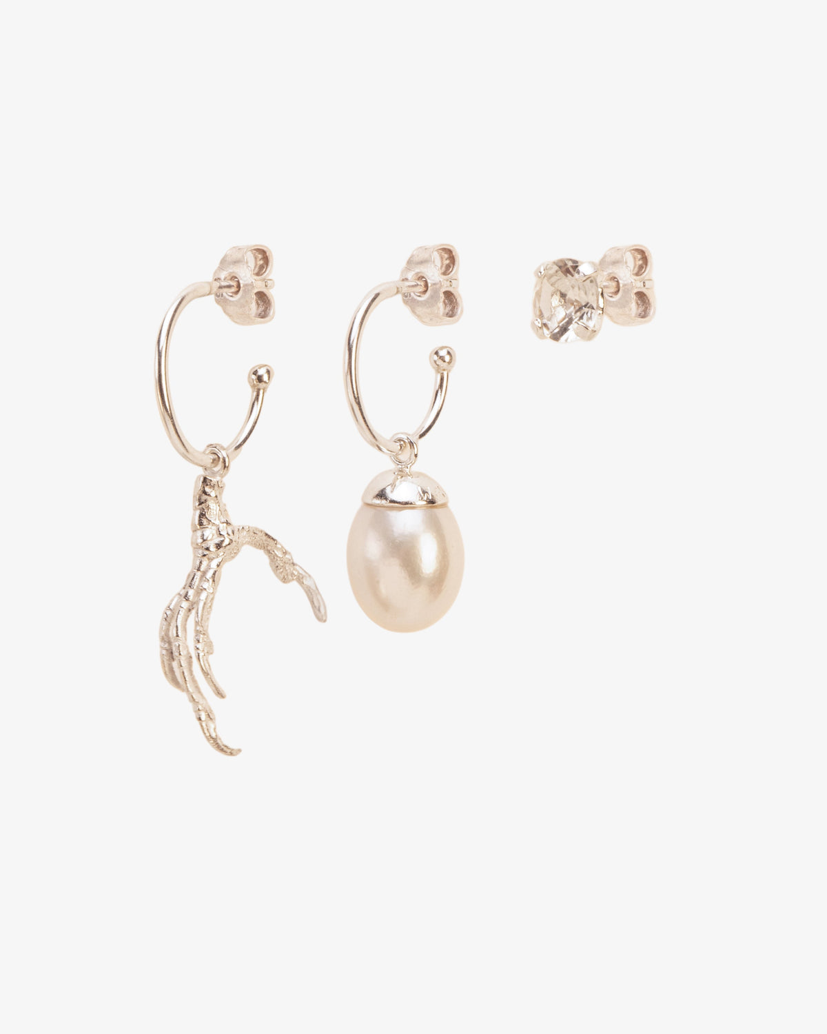 Wouters & Hendrix Grigri Pearl and Amethyst Hoop Trio, side view