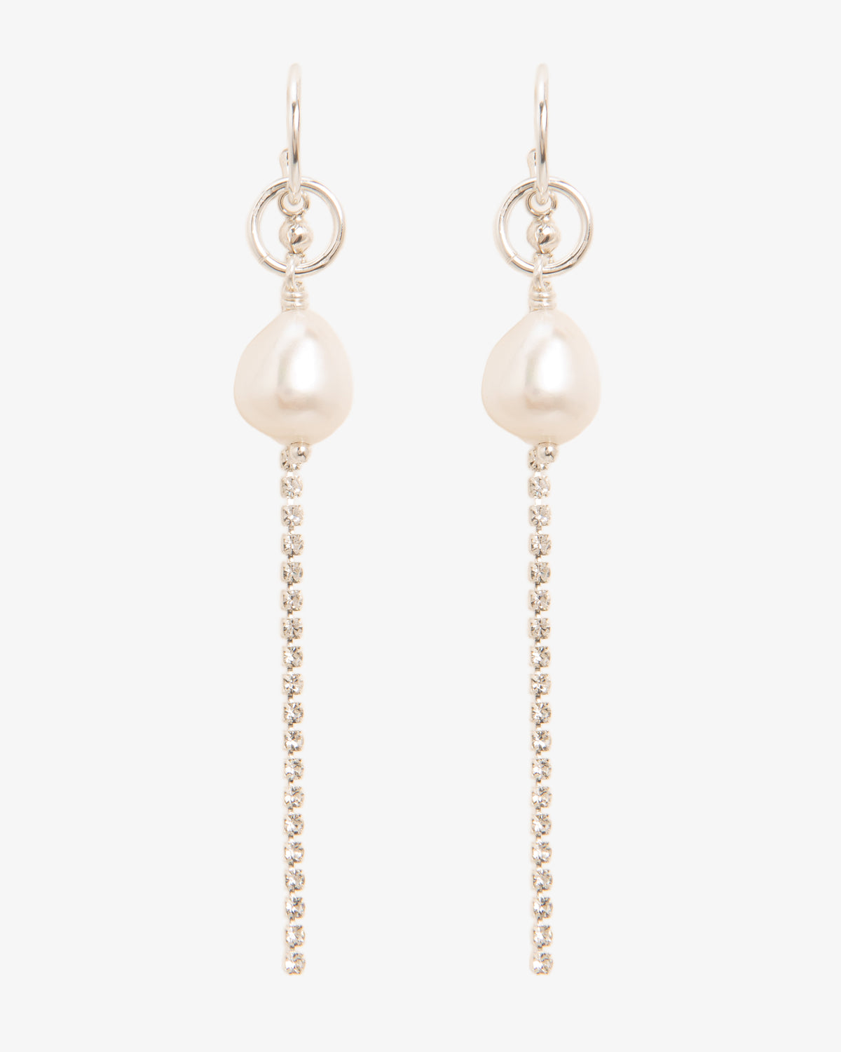 Pearl Pendant and Crystal Falling Chain Hoops