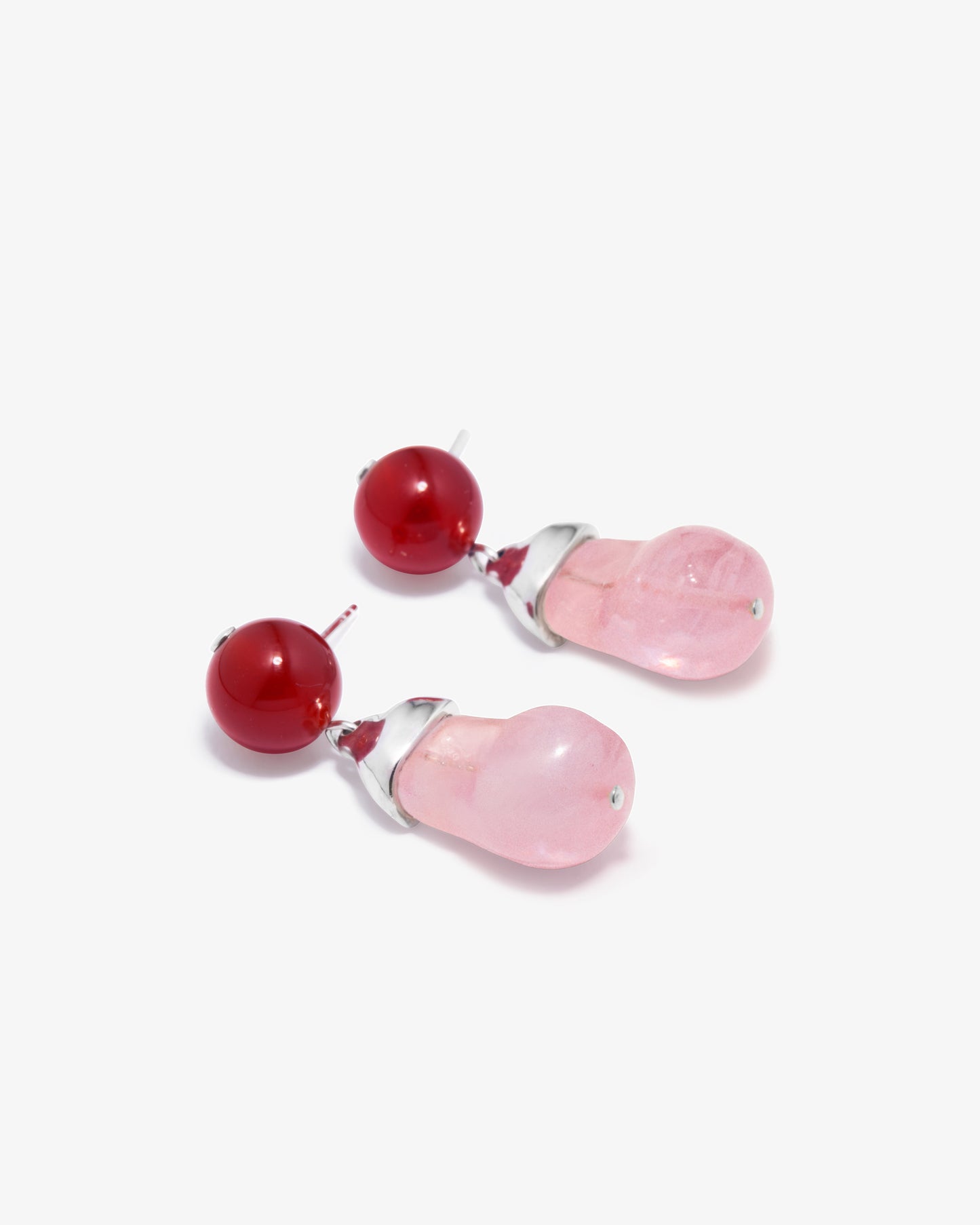 Completed Works – Pink And Red Resin Earrings