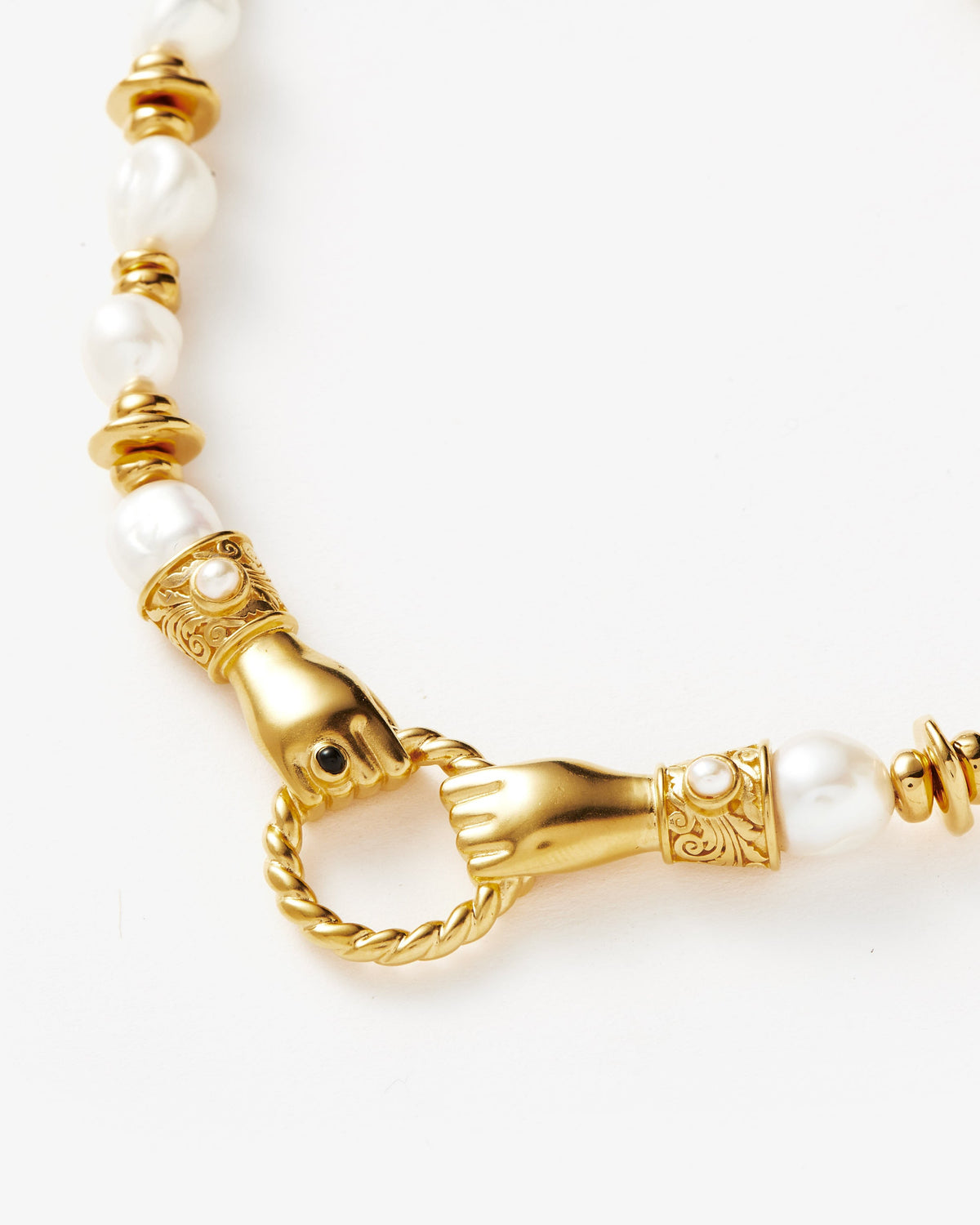 Missoma Harris Reed In Good Hands Chunky Beaded Gemstone Necklace in gold-plated brass, view 2