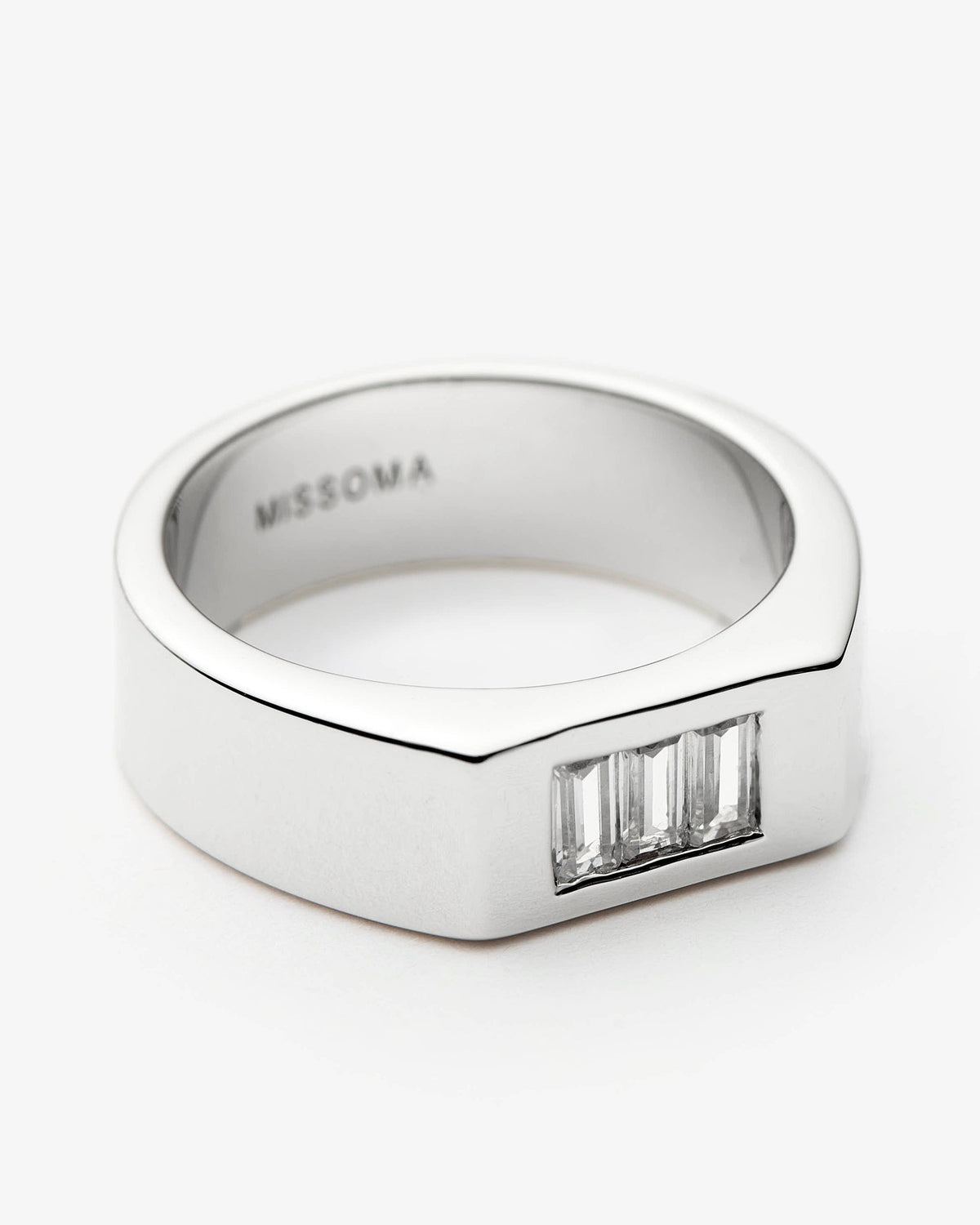 Missoma Lucy Williams Triple Stone Chunky Ring in silver-plated brass, view 3