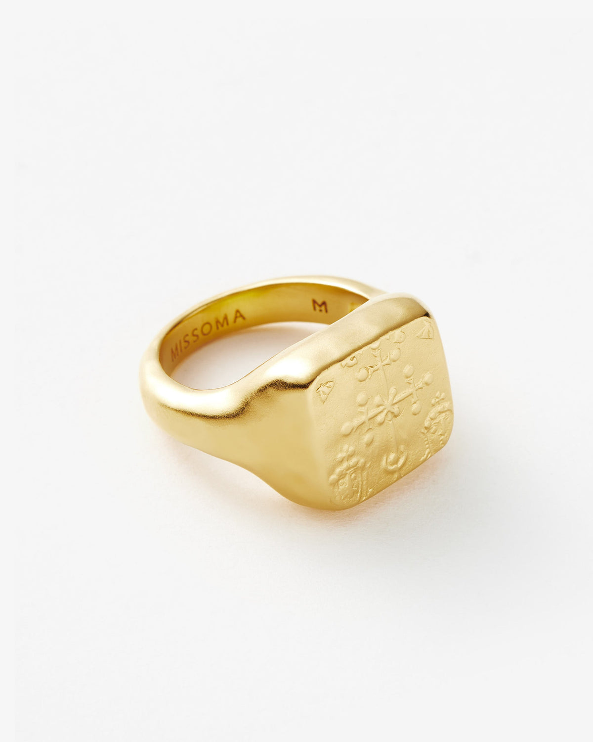 Missoma Lucy Williams Byzantine Coin Signet Ring in gold-plated brass, view 3