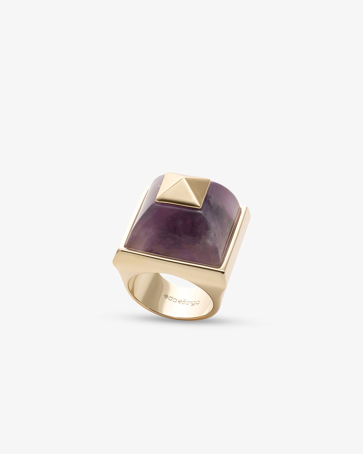 Eddie Borgo Sugarloaf Pyramid Amethyst Ring in gold-plated brass