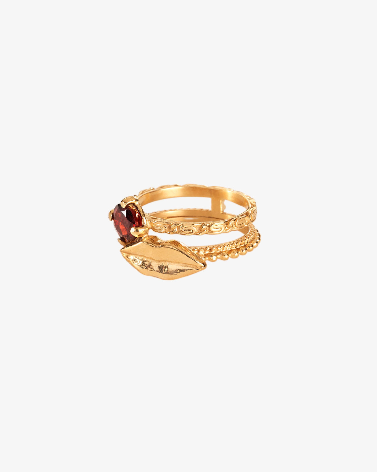 Wouters & Hendrix Trick or Treat 'Chapters' Lip and Garnet Ring, side view