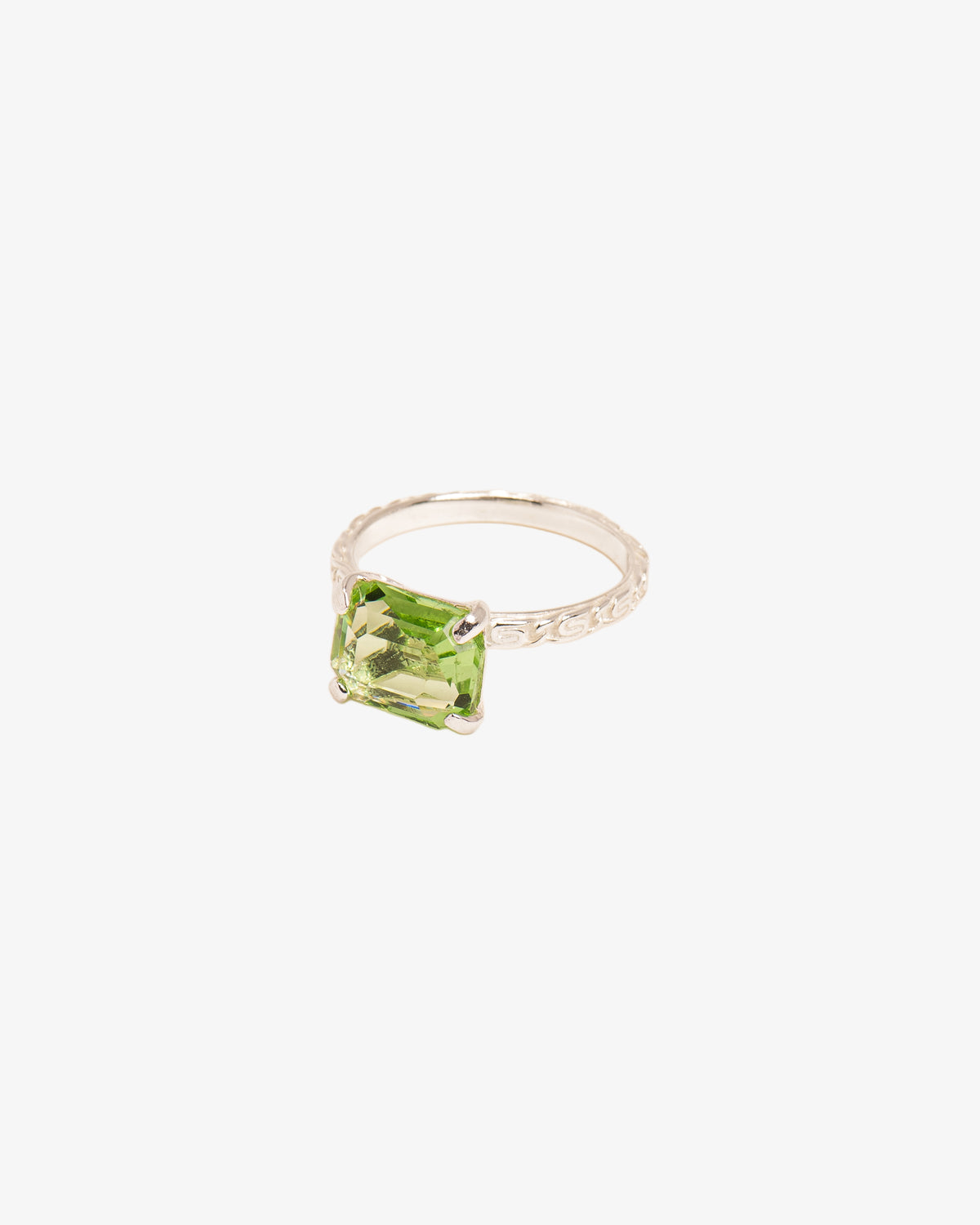'Chapters' Texture Peridot Crystal Ring