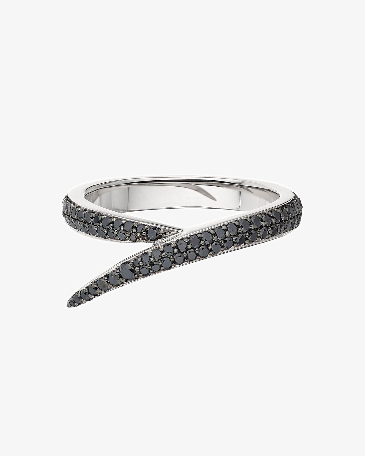 18K White Gold Interlocking Black Diamond Ring
