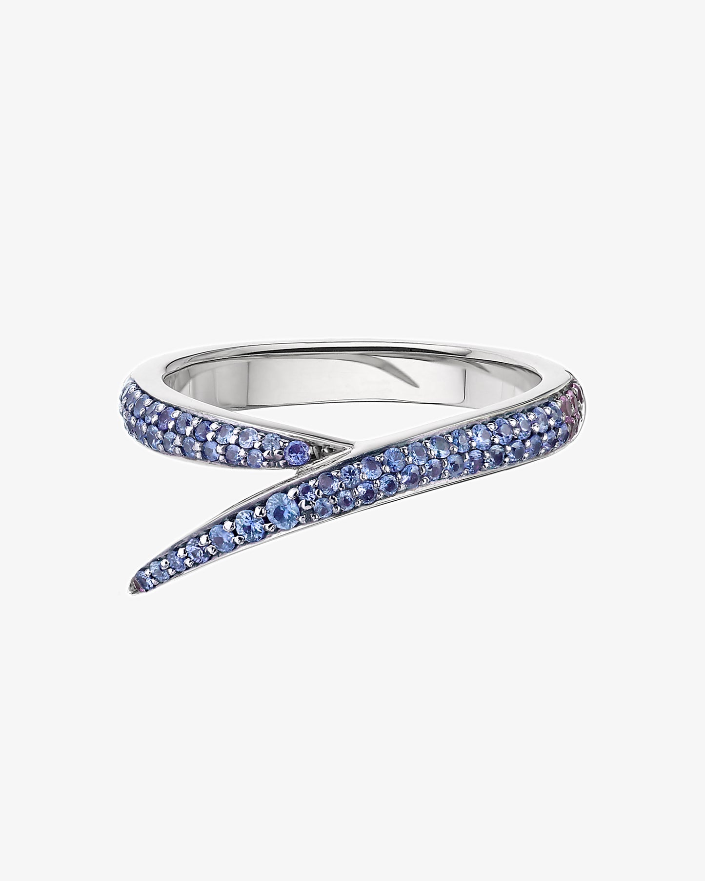 18K White Gold Interlocking Blue Sapphire Ring