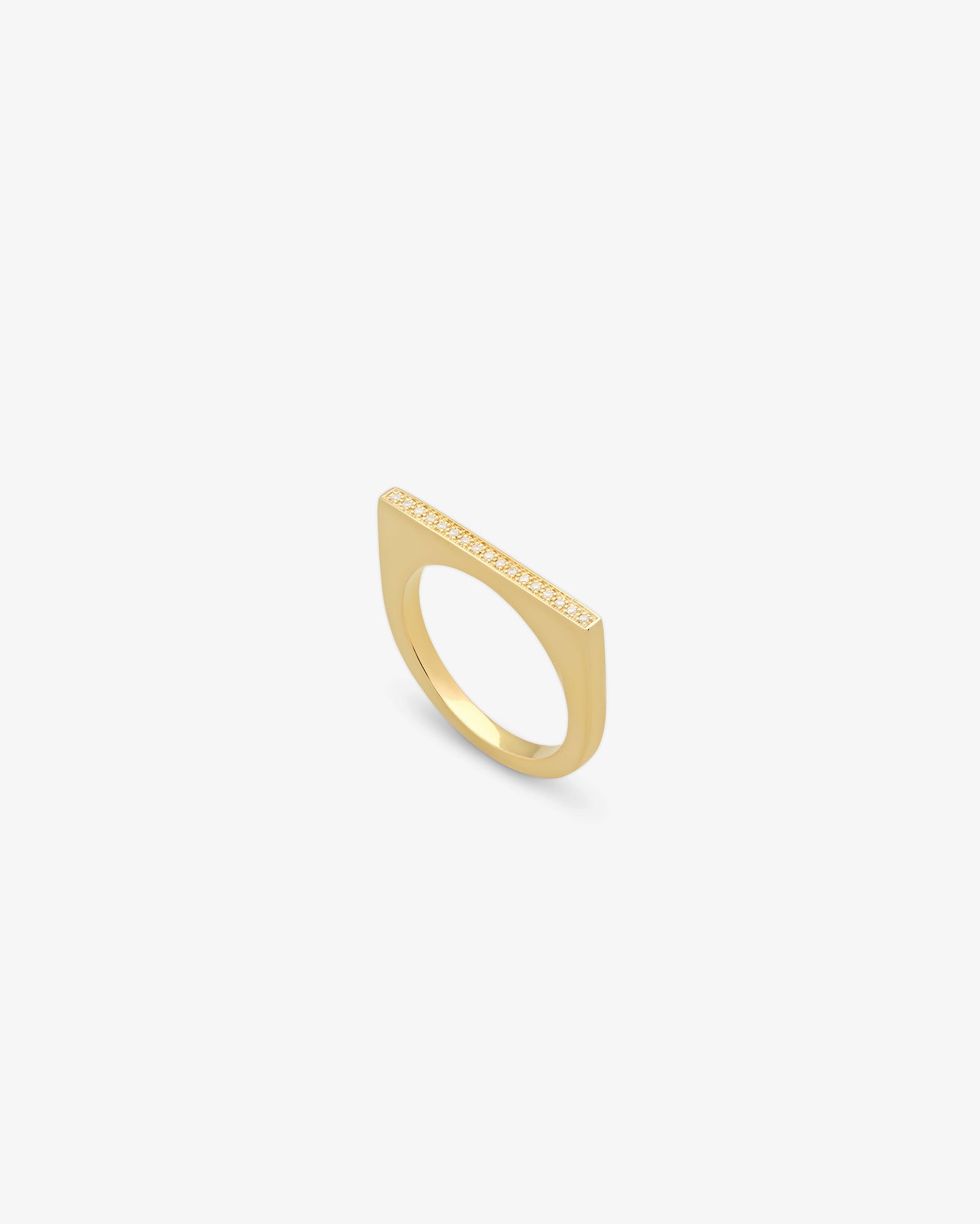 Tom Wood 9K Gold Sleek Ring Top Diamonds