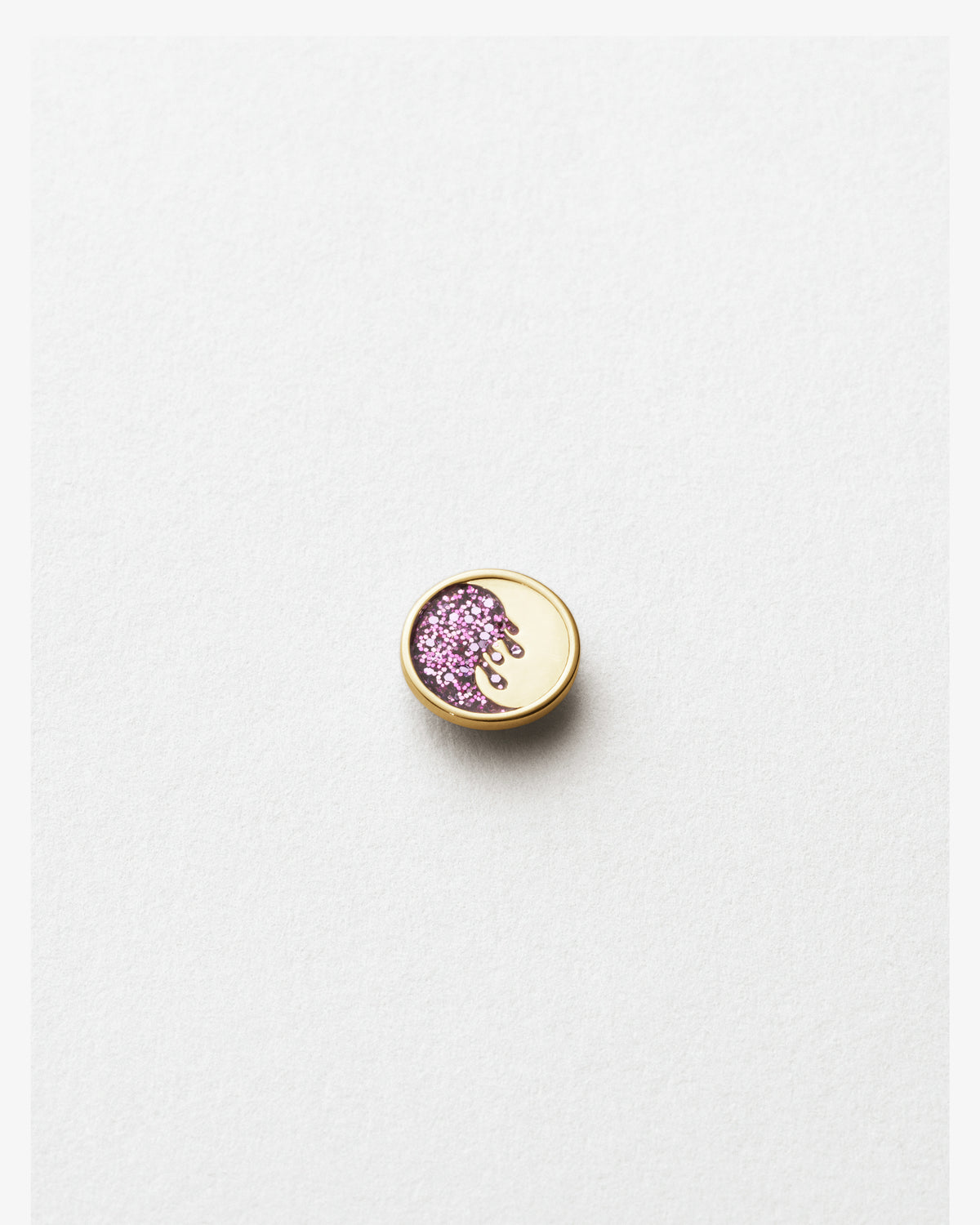 Maria Black Detox Coin Lilac Glitter Charm in gold-plated sterling silver, top view