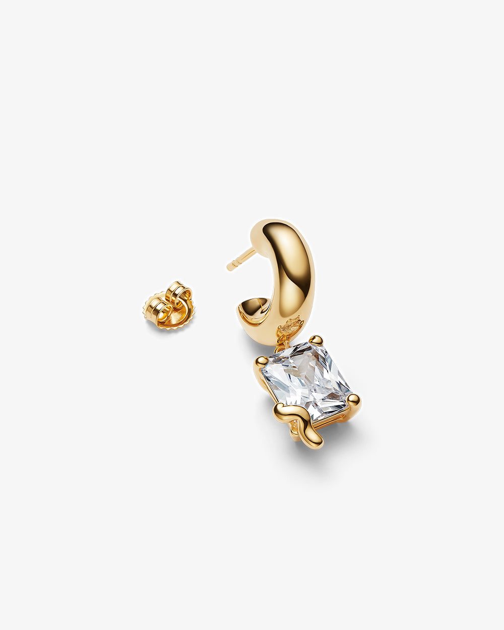 Maria Black Omotesando Cider Hoop Single Earring in gold-plated sterling silver, angled view