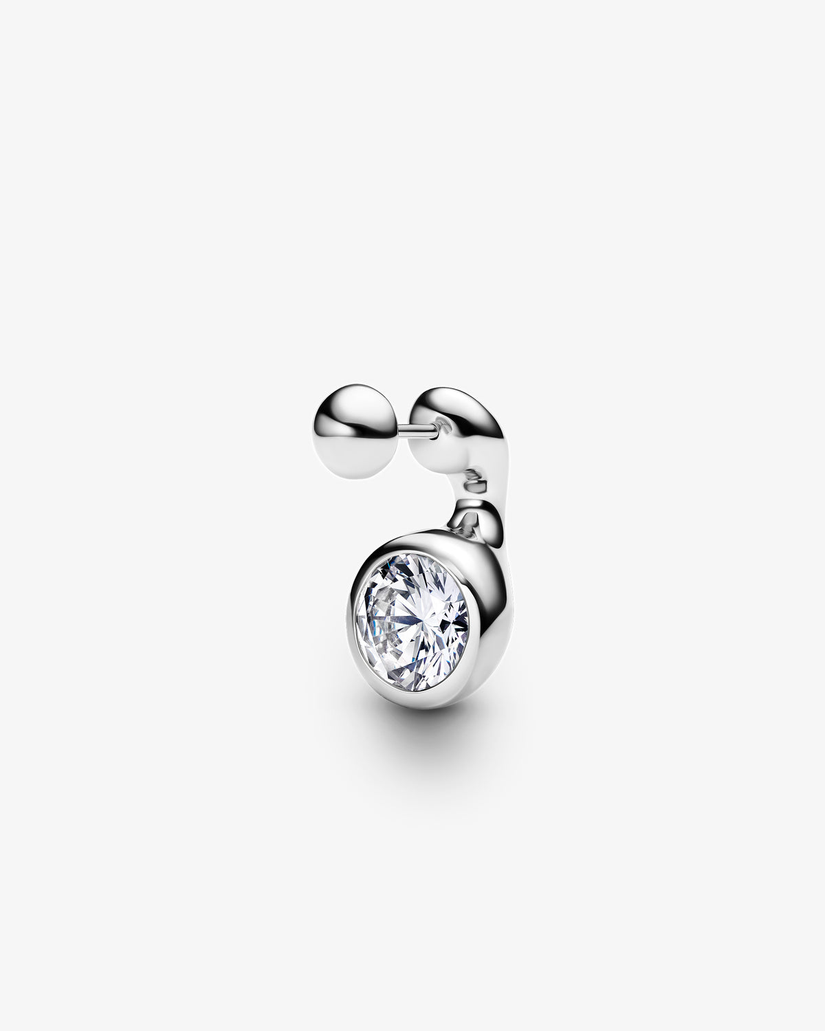 Maria Black Mermaid Single Earring in 925 sterling silver, angled view