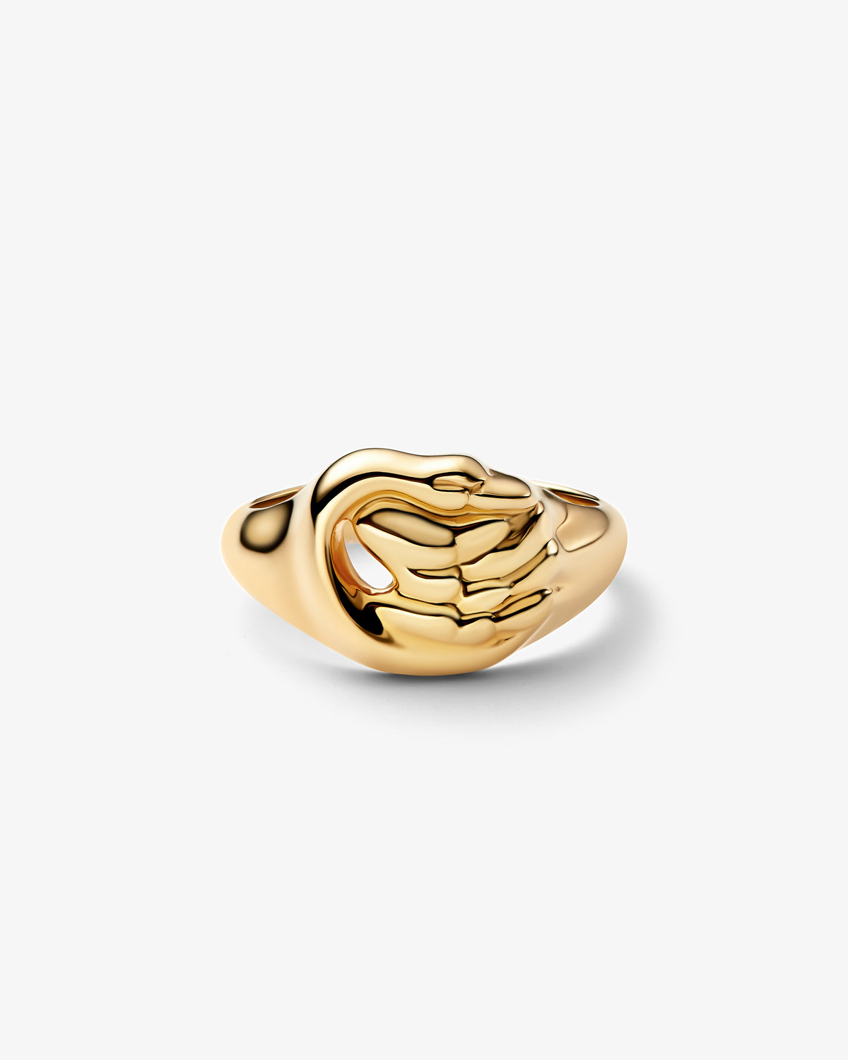 Maria Black Swan Mini Signet Ring in gold-plated sterling silver