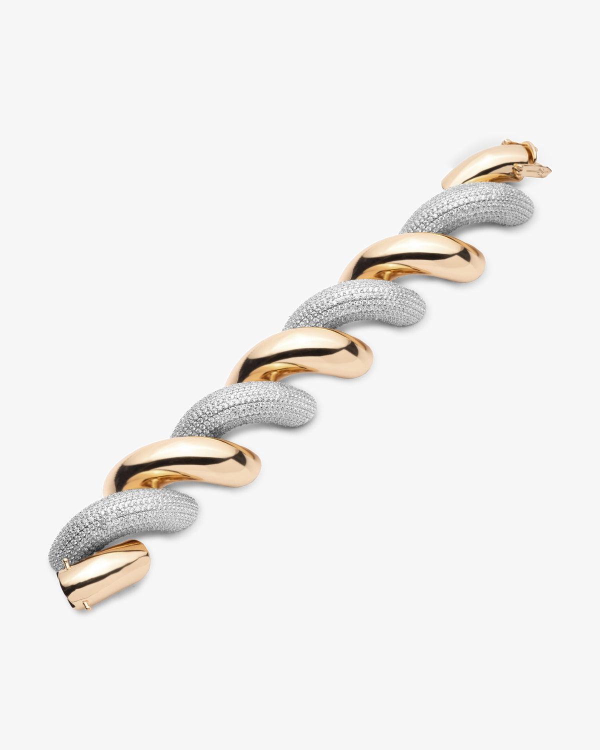 Eddie Borgo Large Pave Torsade Bracelet in silver and gold tone