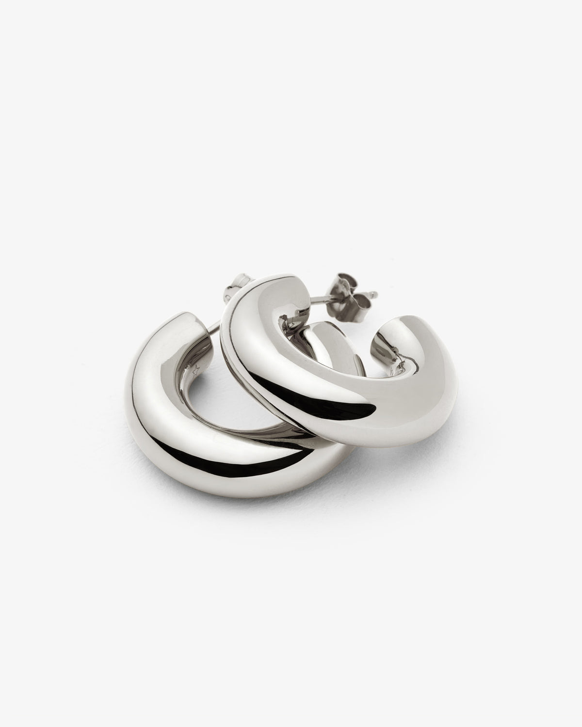 Missoma Large Ridge Hoop Earrings in silver-plated brass, view 3