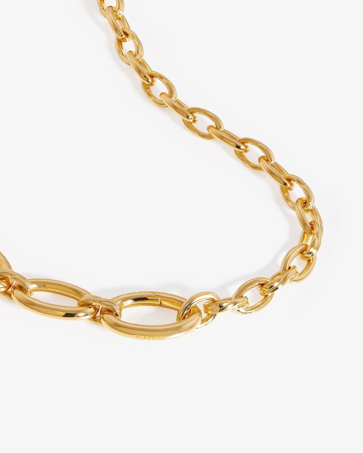 Missoma Large Graduated Oval Chain Necklace in gold-plated brass, view 2