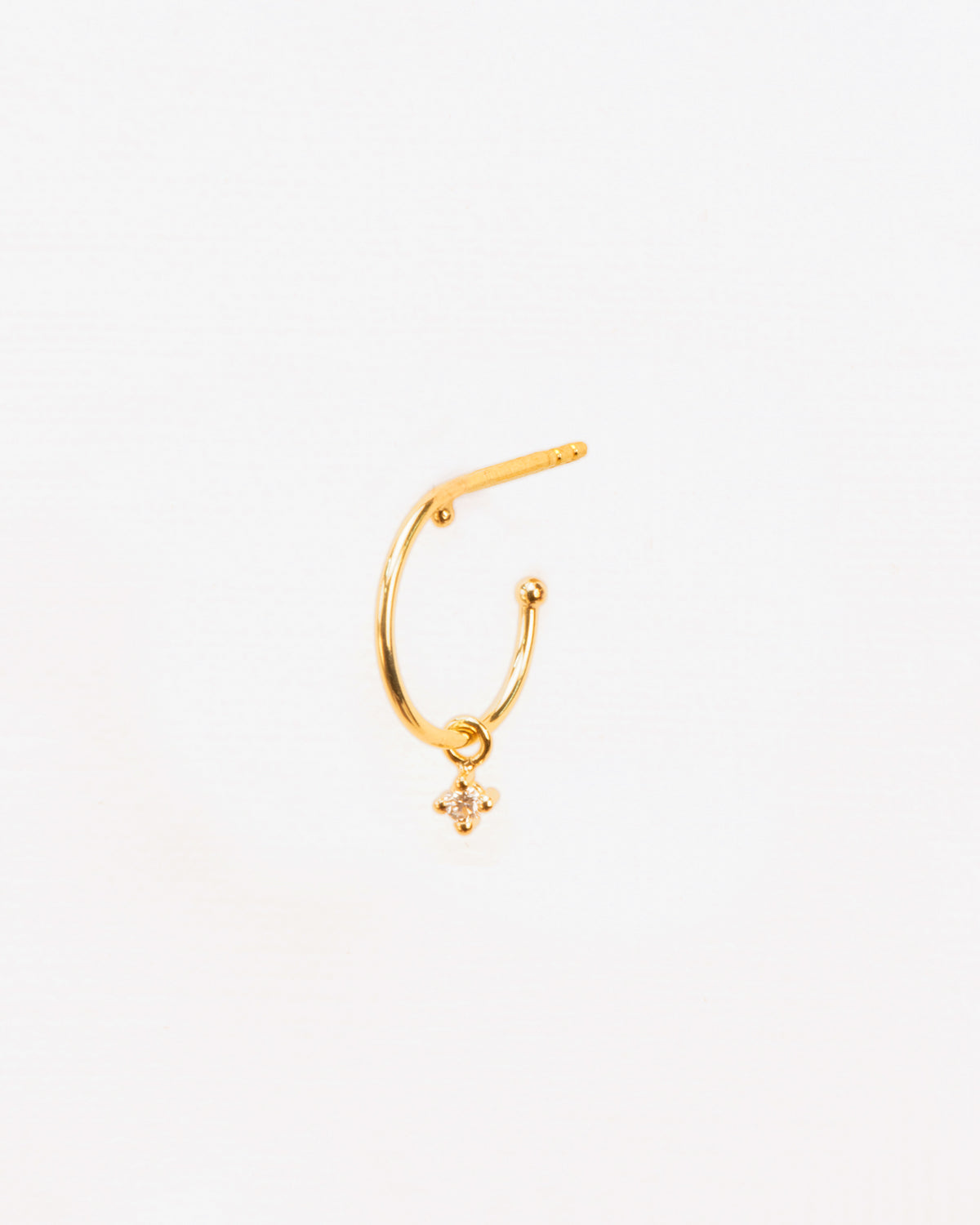 Wouters & Hendrix Gold 18K Gold Diamond Drop Hoop Single Earring, side view