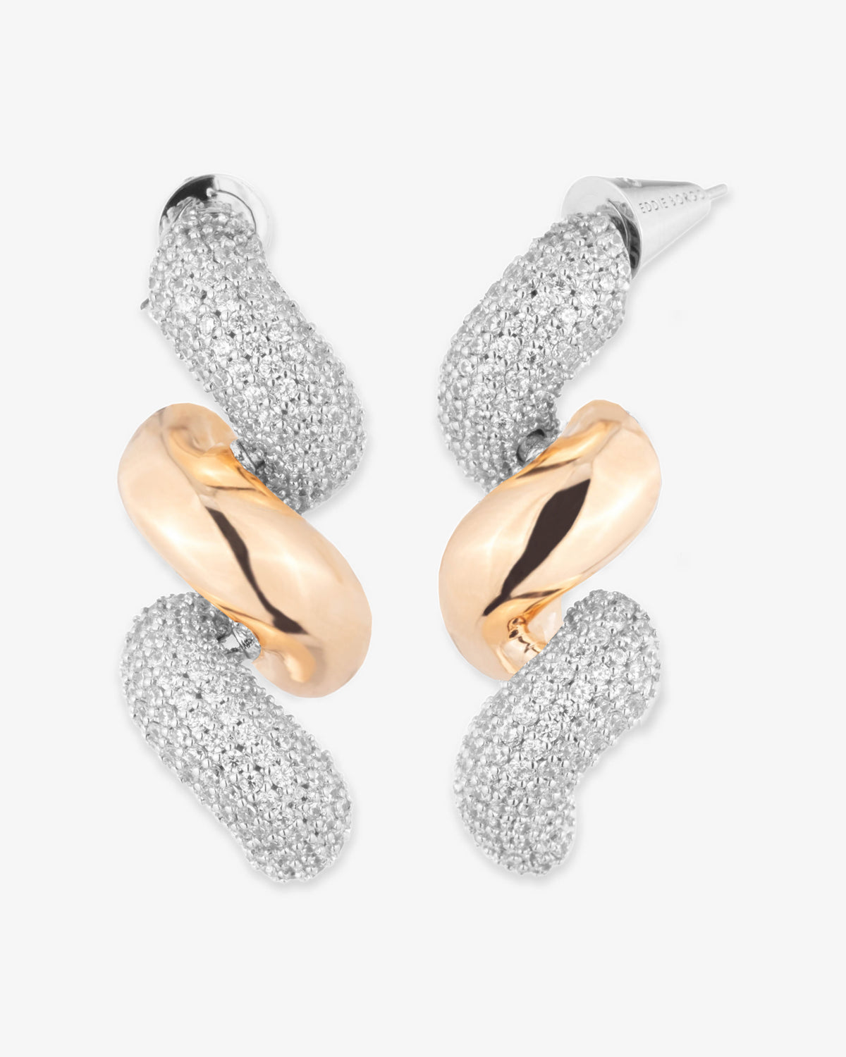 Eddie Borgo Pave Torsade Drop Earrings in silver and gold tone