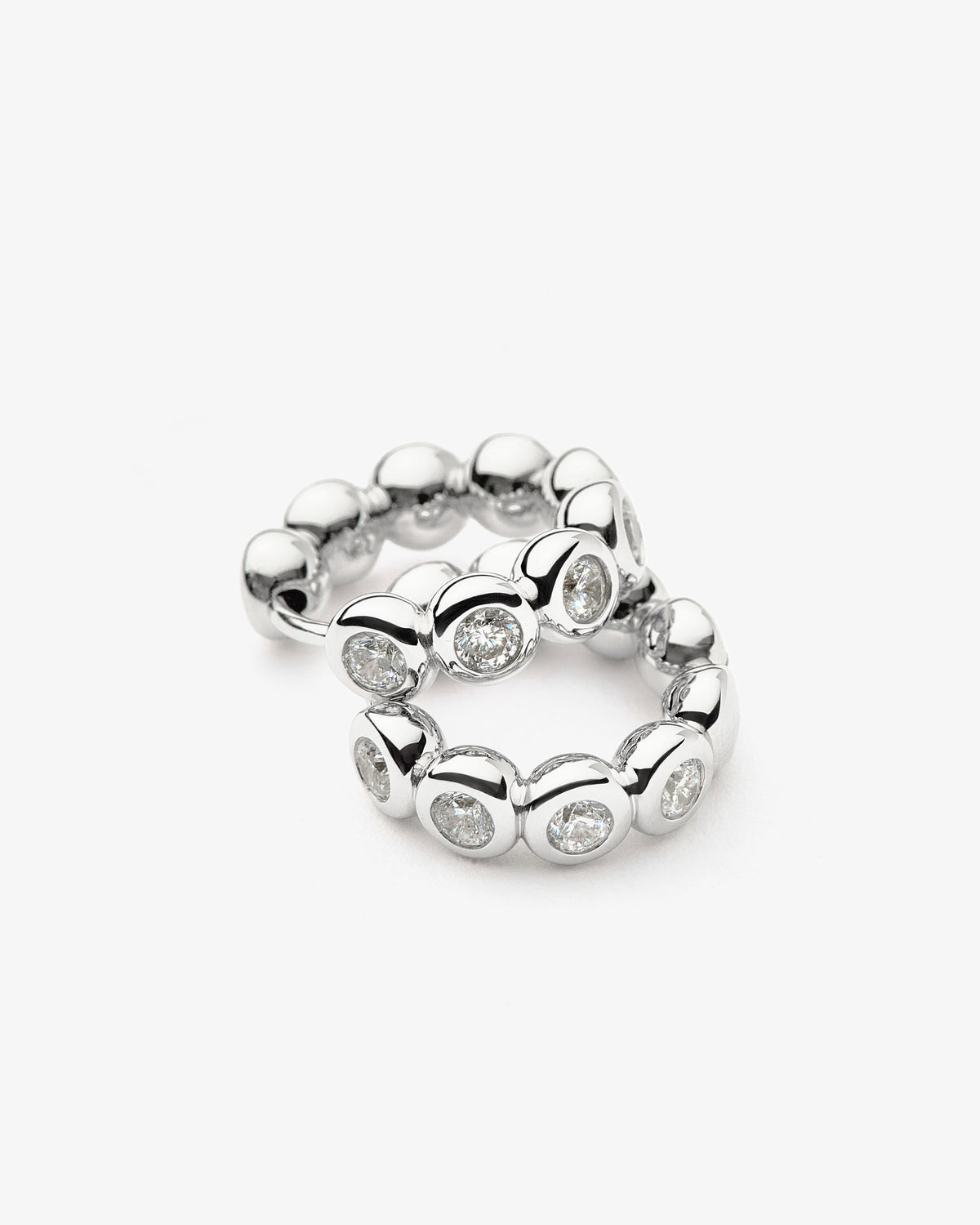 Missoma Tennis Small Hoop Earrings in silver-plated brass, view 3