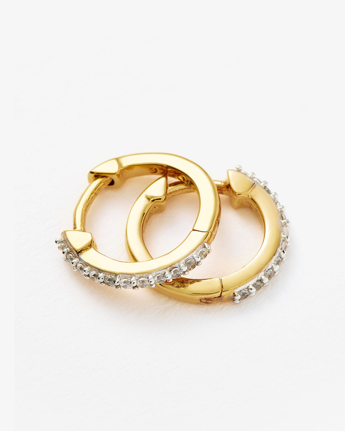 Missoma Classic Pave Huggie Earrings in gold-plated sterling silver, view 3