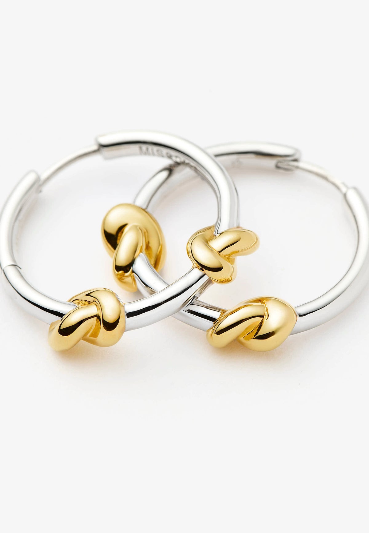 Missoma Lucy Williams Knot Small Hoop Earrings in gold-plated brass, view 3