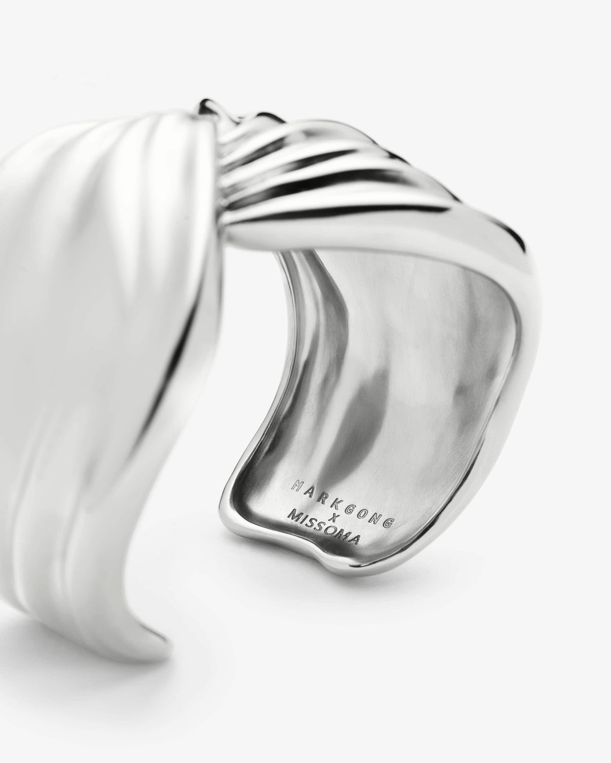 Missoma x MARKGONG Draped Statement Cuff in silver-plated brass, view 4