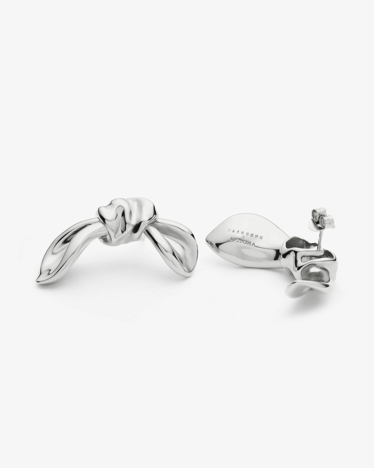 Missoma x MARKGONG Bow Oversized Stud Earrings in silver-plated brass, view 3
