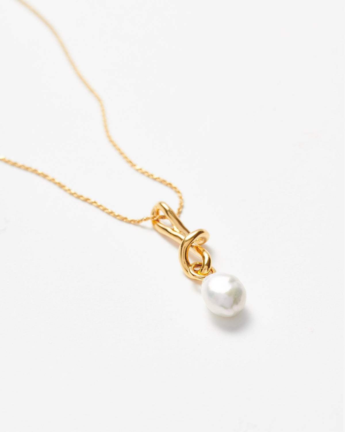 Missoma Molten Baroque Pearl Drop Pendant Necklace in gold-plated brass, view 3