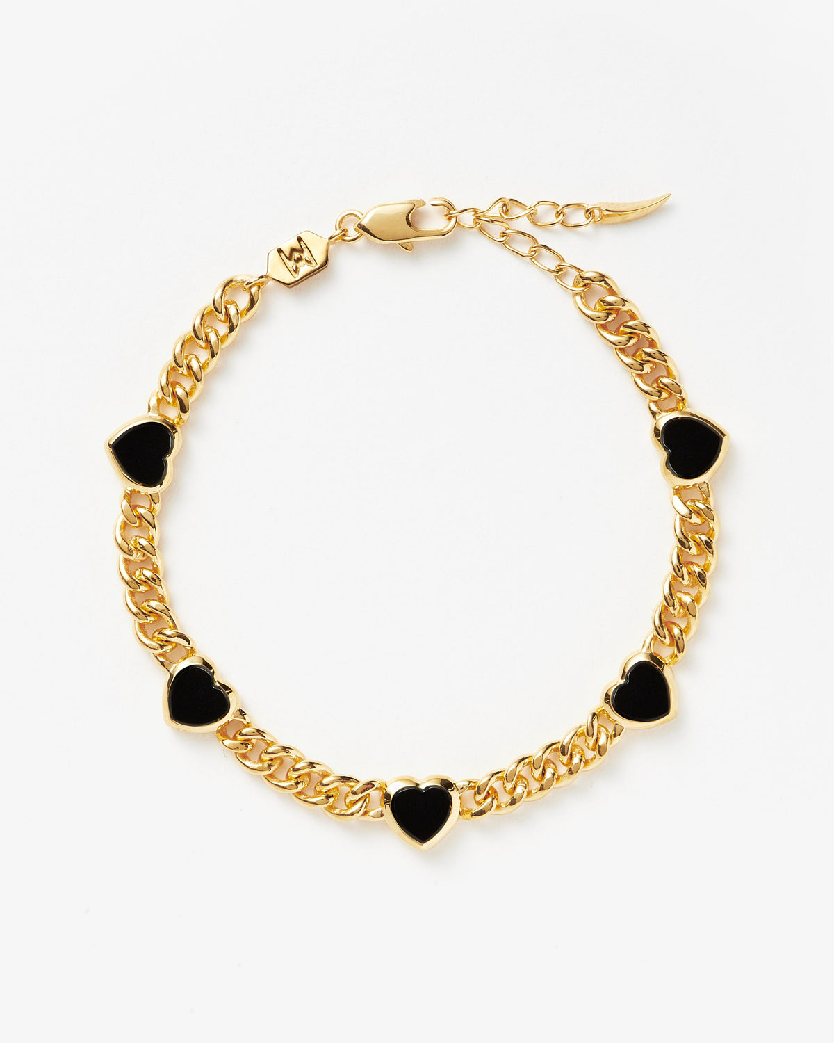 Missoma Jelly Heart Onyx Charm Bracelet in gold-plated brass