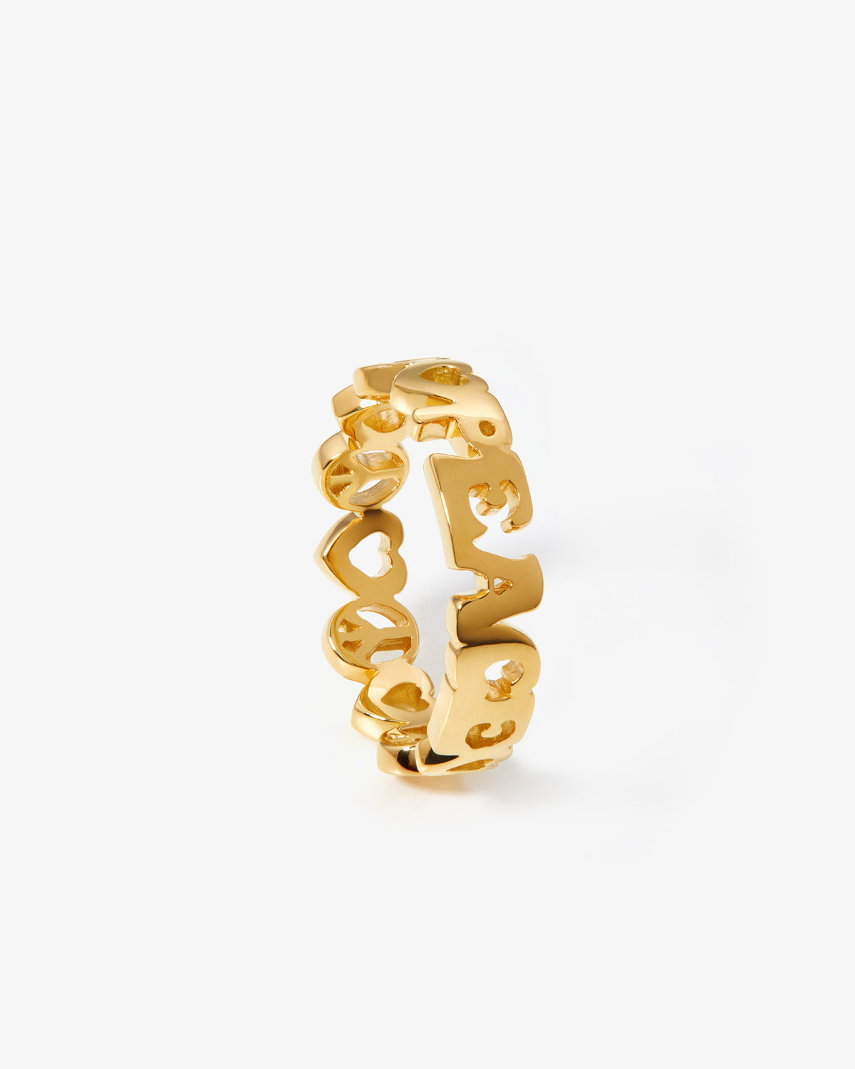 Missoma Peace Word Ring in gold-plated sterling silver, view 2