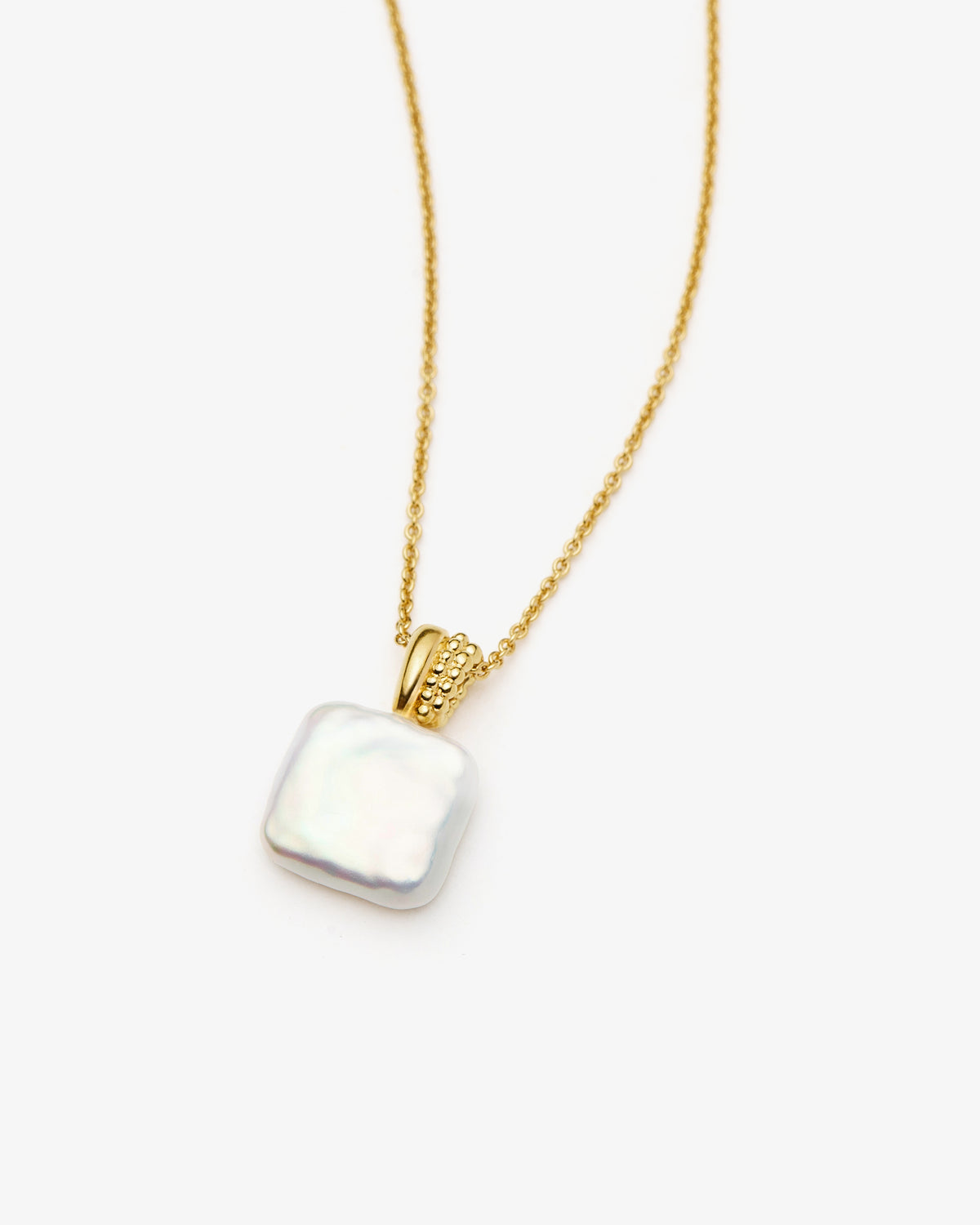 Missoma Square Pearl Baya Pendant Necklace in gold-plated sterling silver, view 4