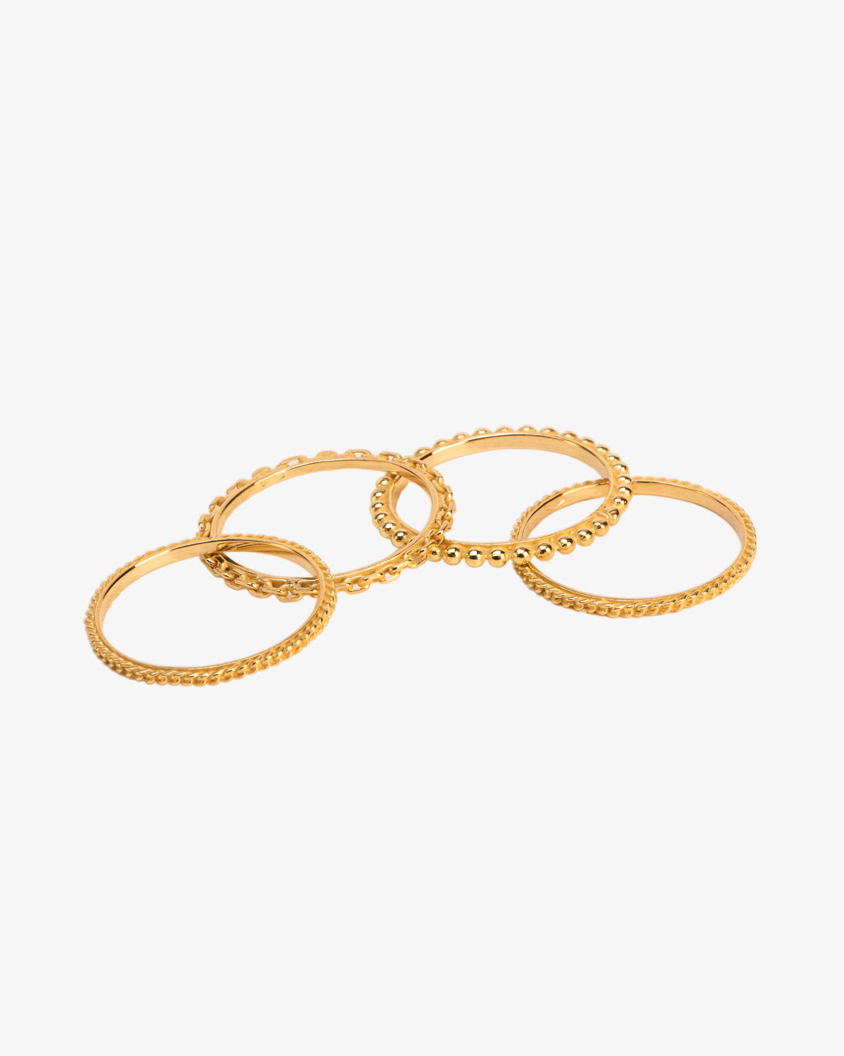 Wouters & Hendrix Gold 18K Gold Set of Four Chain Rings, side view