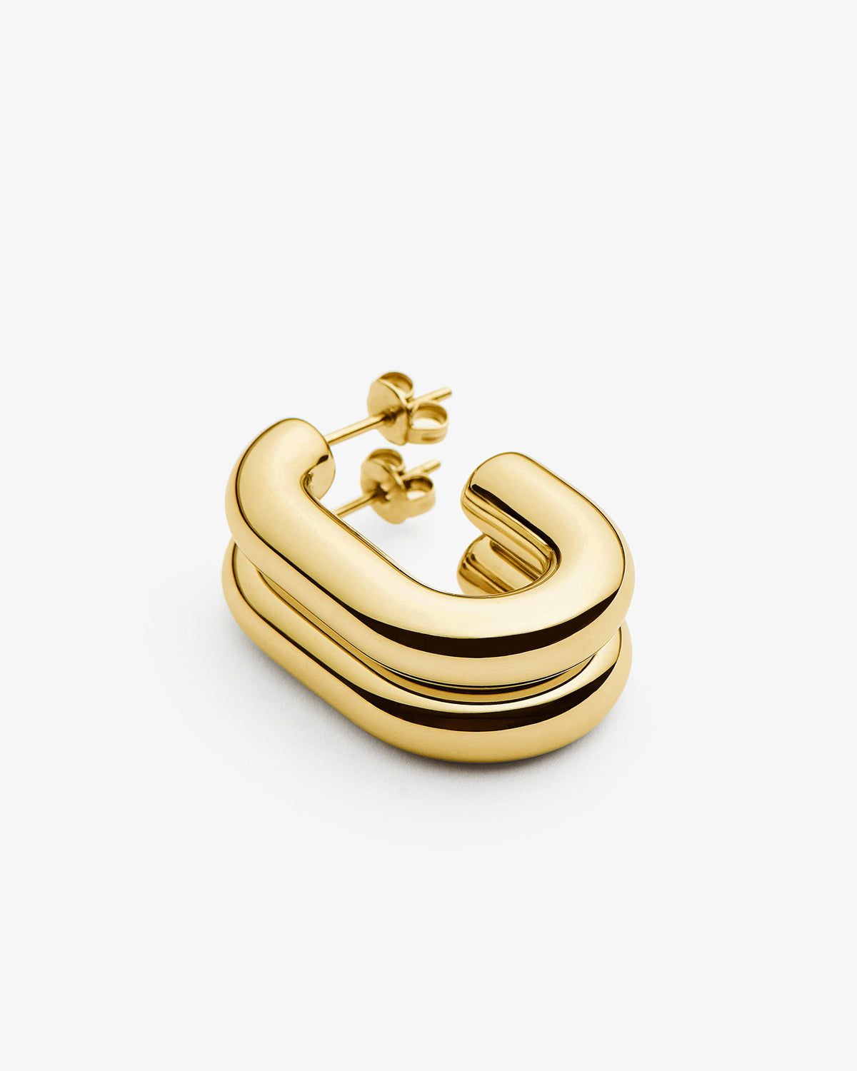 Missoma Chubby Oval Medium Hoop Earrings in gold-plated metal, third view
