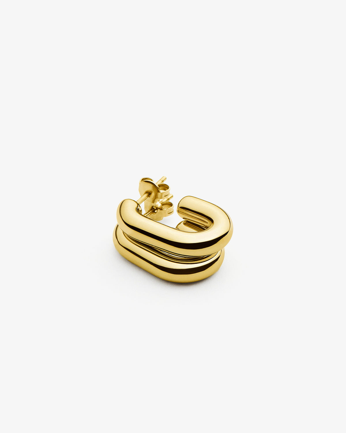 Missoma Chubby Oval Small Hoop Earrings in gold-plated metal, third view