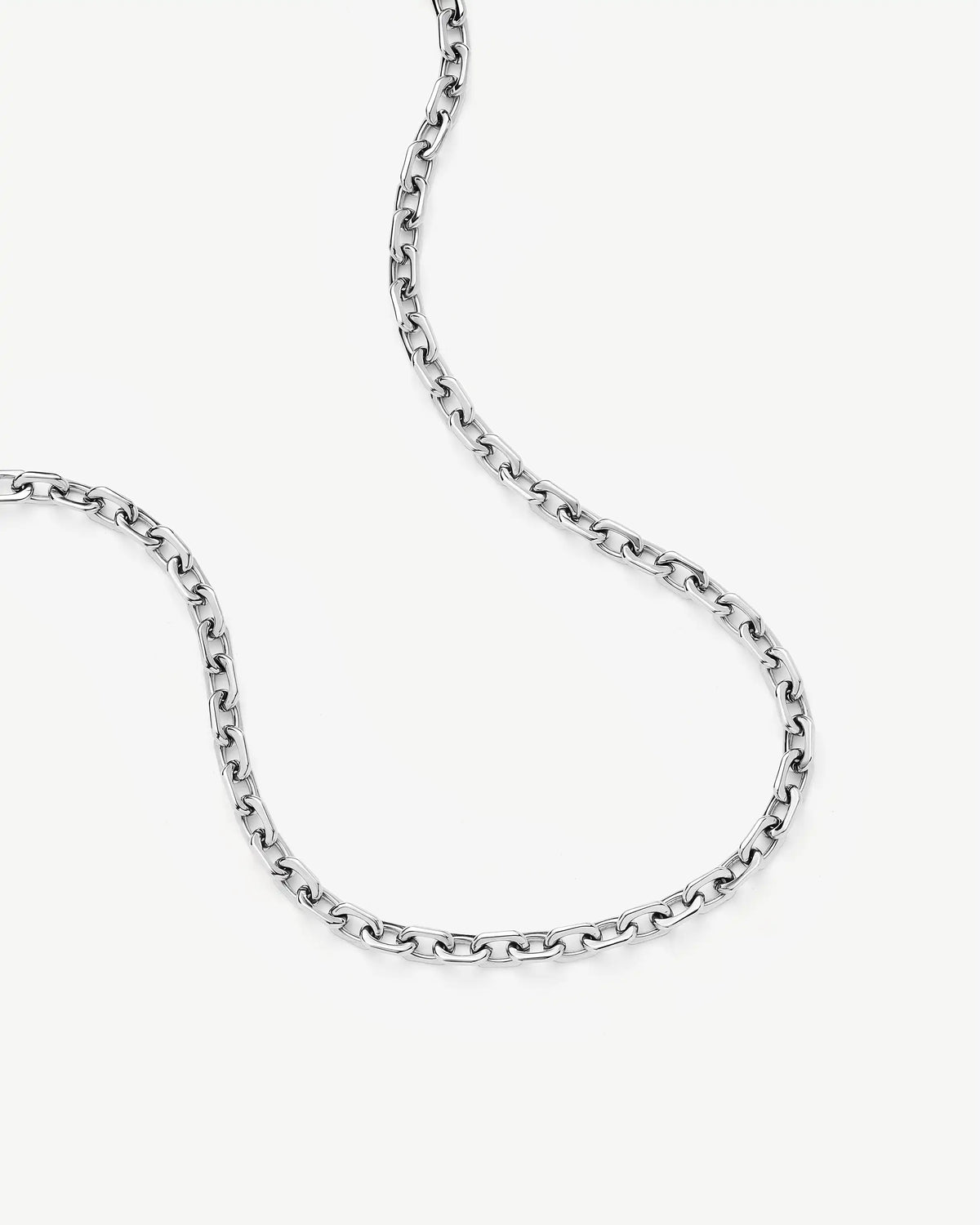 Missoma Square Paperclip Chain Necklace in silver/rhodium-plated metal, fourth view