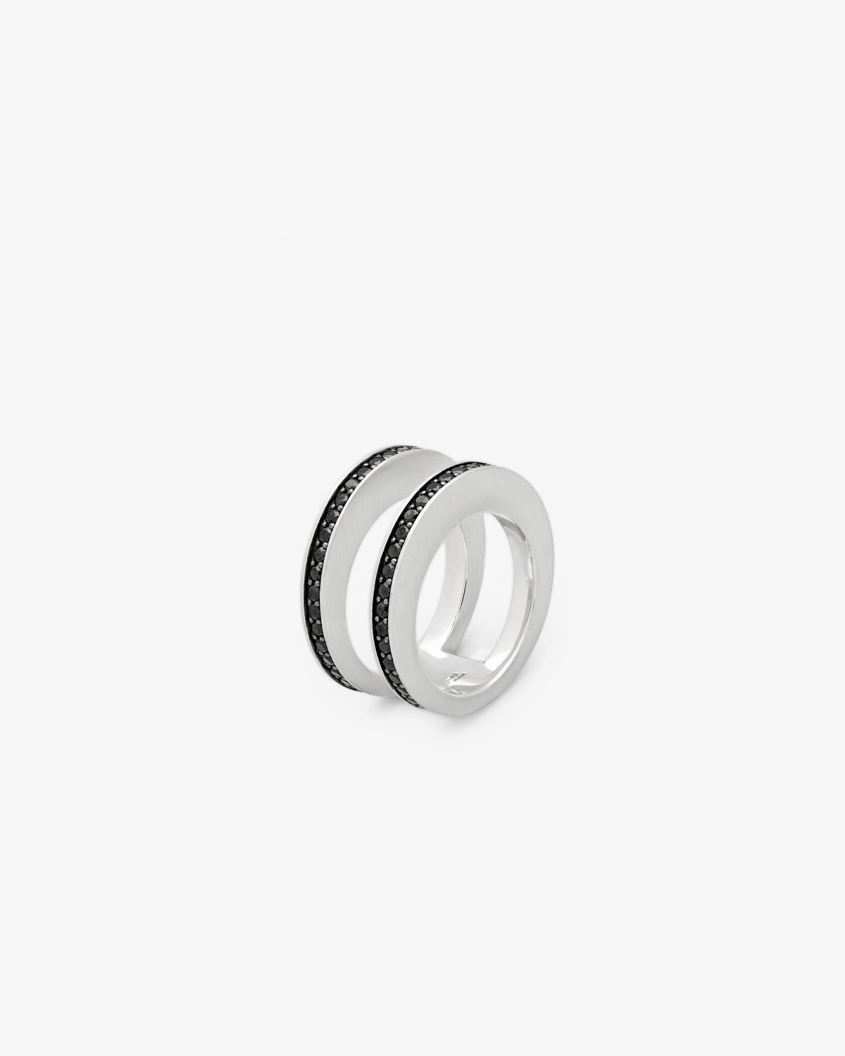 Tom Wood Vault Double Black Spinel Ring in 925 sterling silver