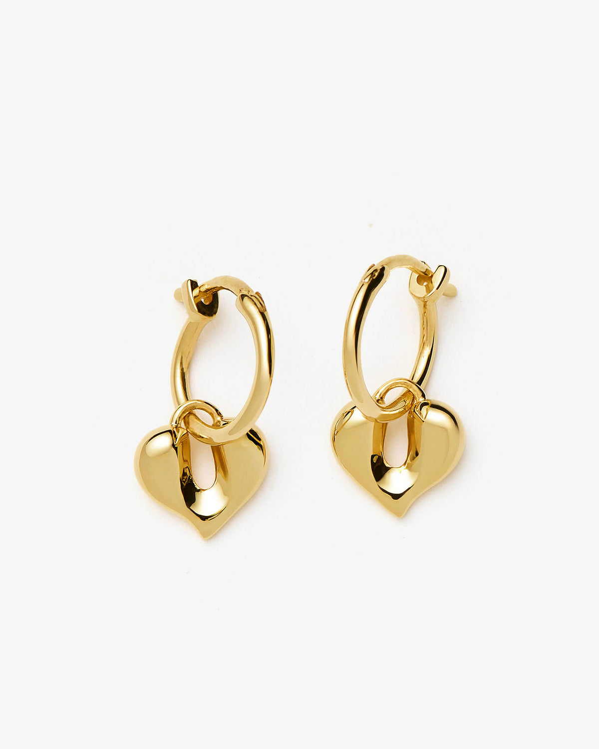Missoma Molten Heart Charm Hoop Earrings in gold-plated brass, view 3