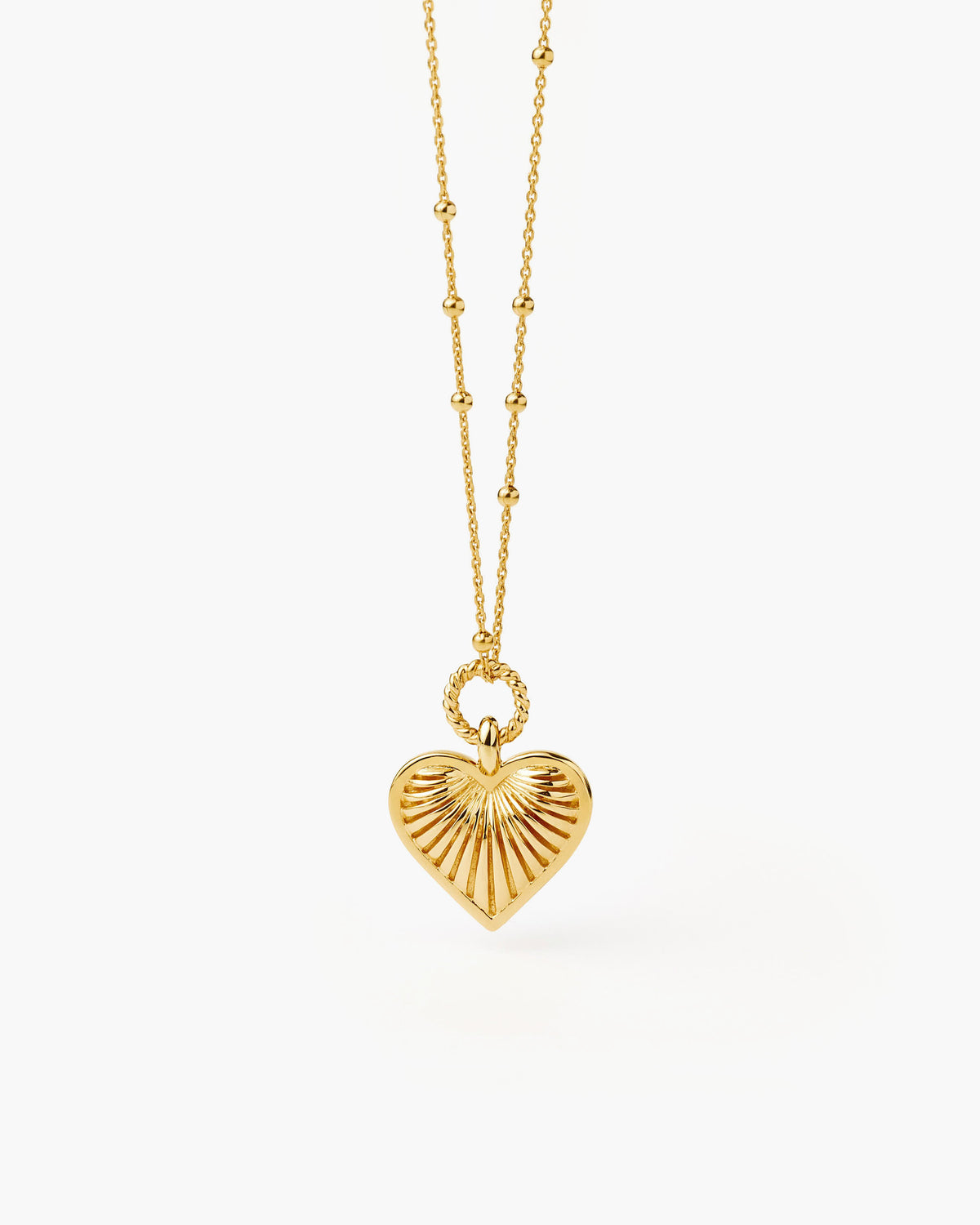 Missoma Ridge Heart Charm Pendant Necklace in gold-plated brass, view 4