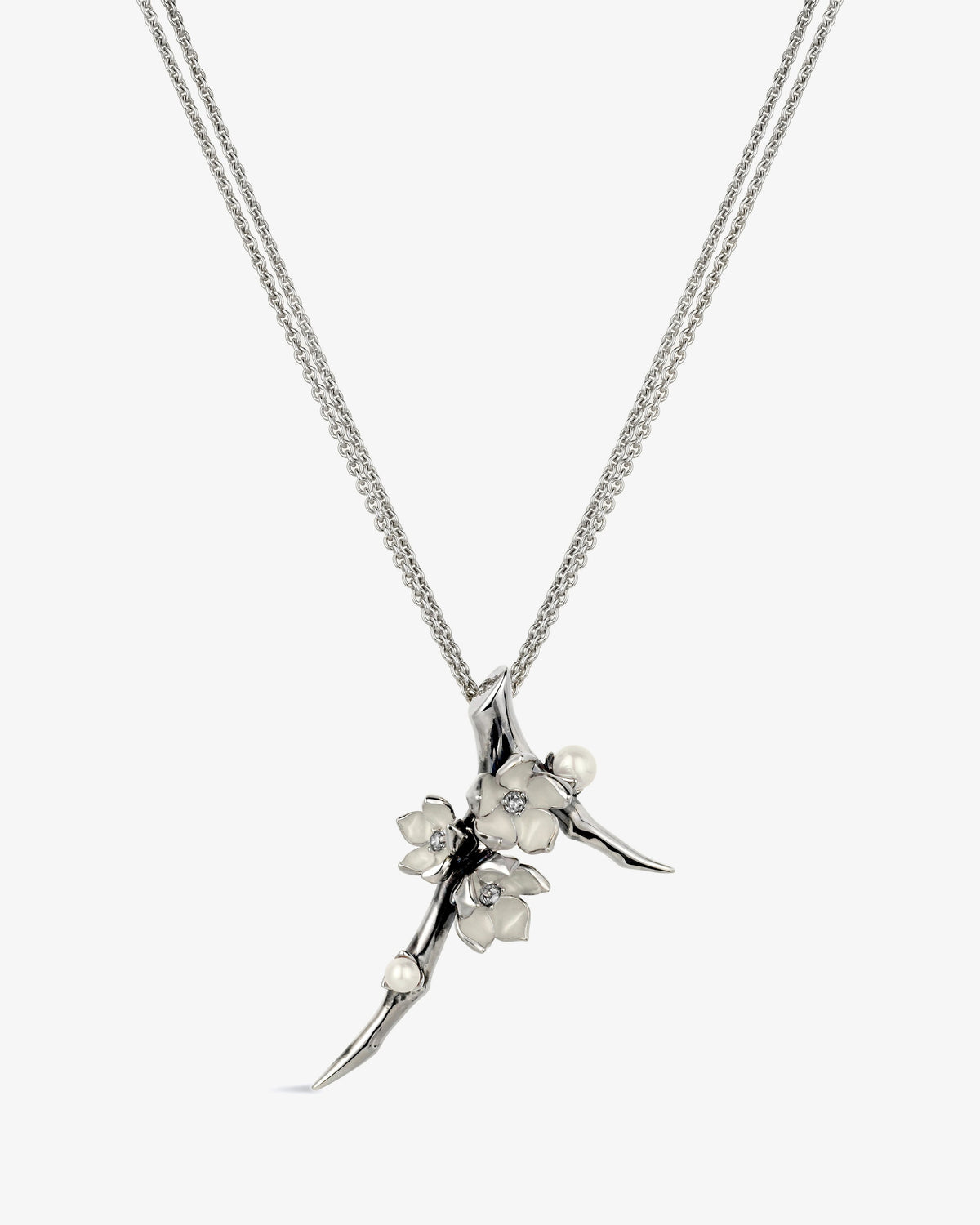 Shaun Leane Cherry Blossom Branch Diamond and Pearl Pendant