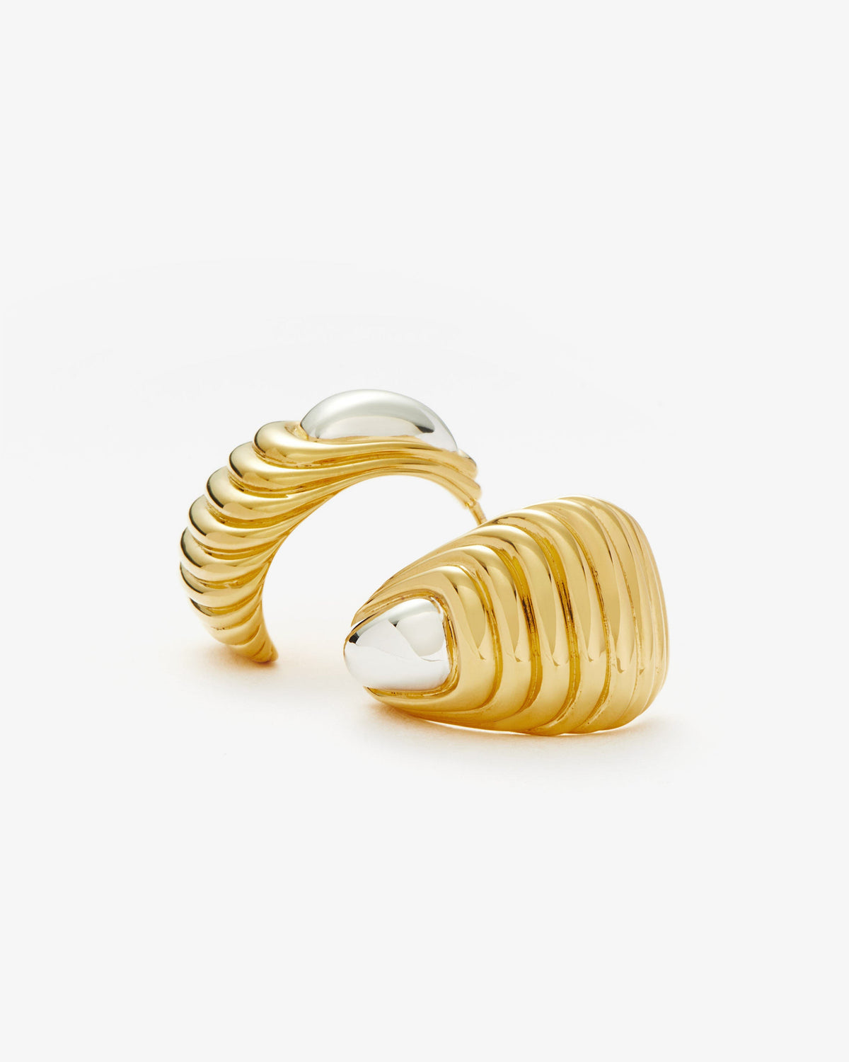Missoma Wavy Ridge Oversized Stud Earrings in gold-plated brass, view 3