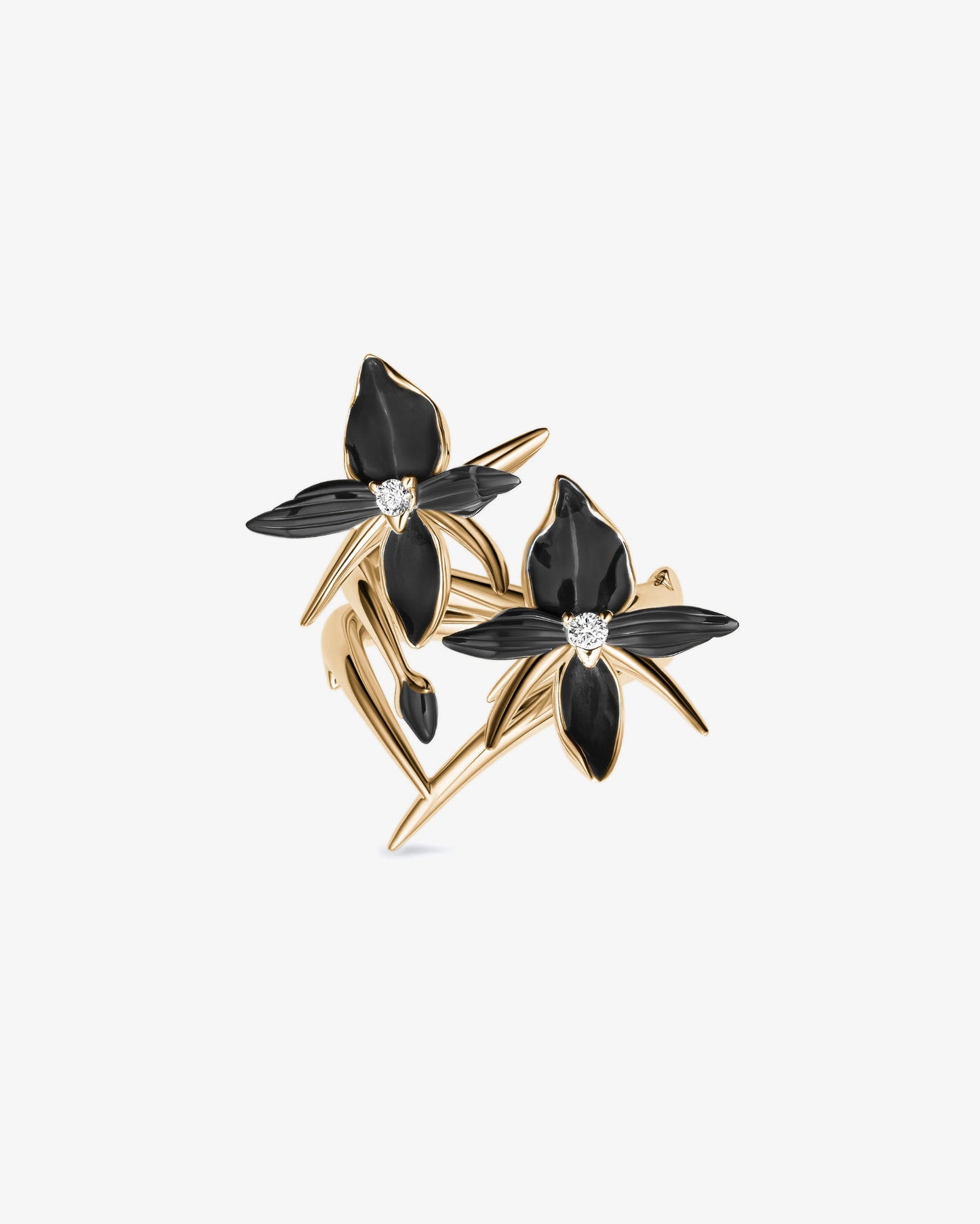 Shaun Leane Black Orchid 2 Flower Diamond Ring