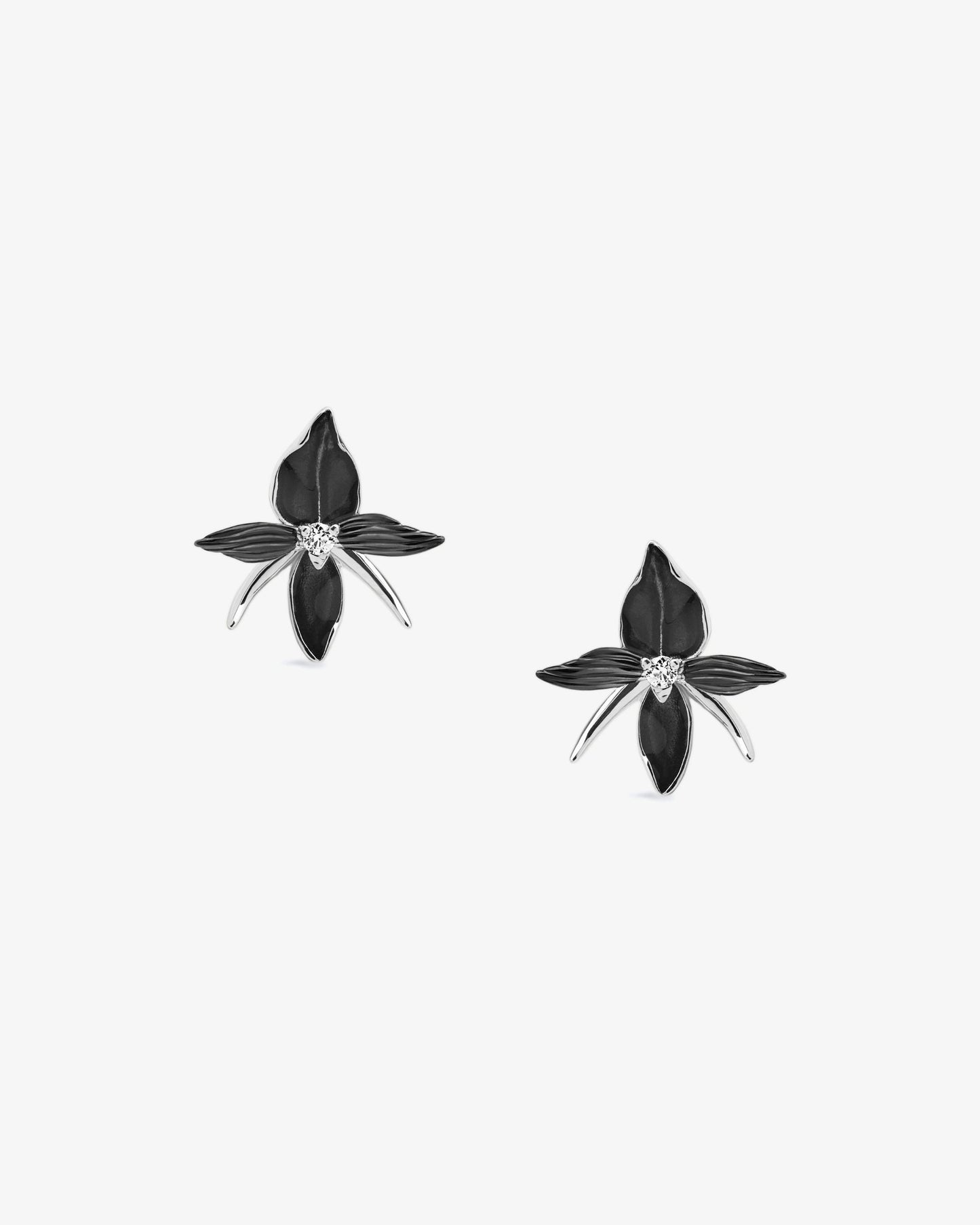 Shaun Leane Black Orchid Flower Diamond Earrings